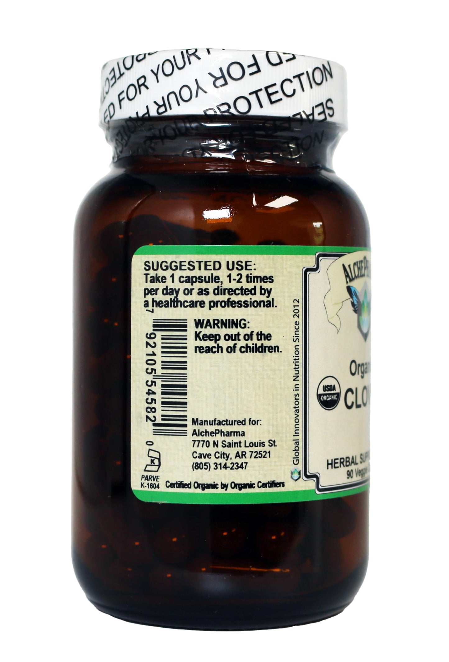 AlchePharma Organic Clove Bud Supplement Capsules 90 Count