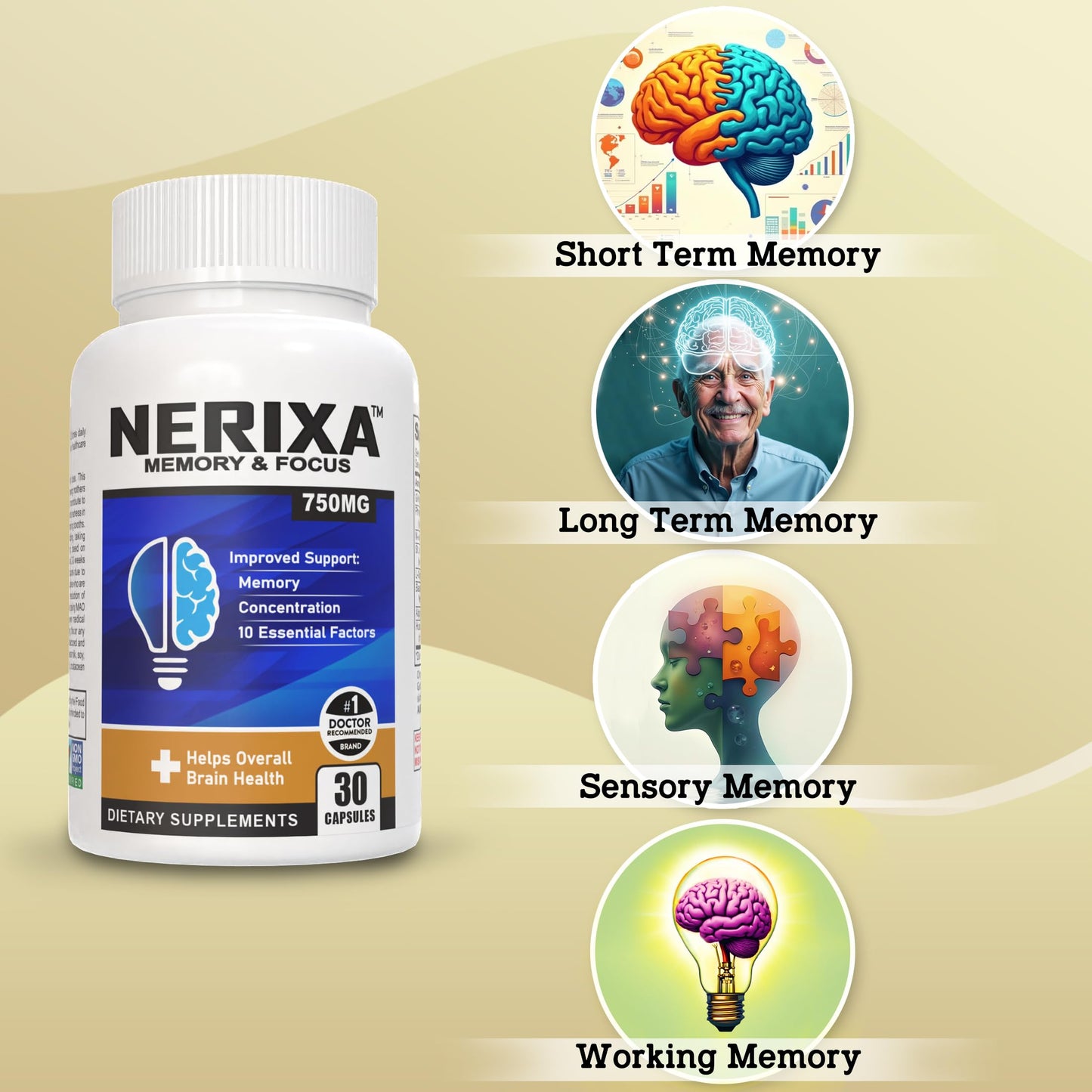 Vitamart NERIXA Memory Brain Support Supplement Capsule, 30 Capsules
