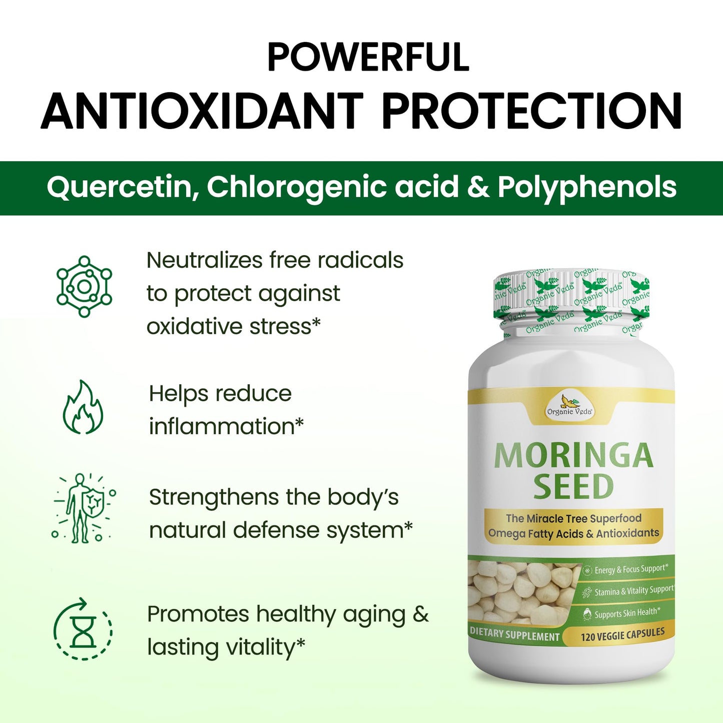 Organic Veda Moringa Seeds 120 Capsules