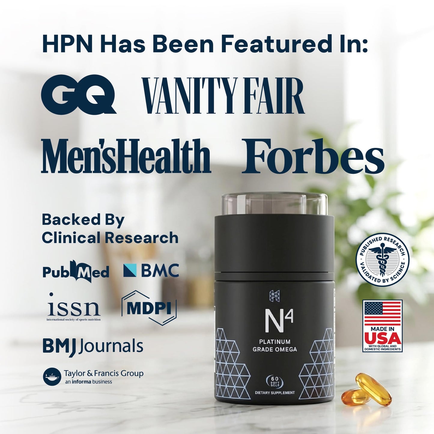 HPN Icelandic Omega-3 Fish Oil Softgel Capsules 60