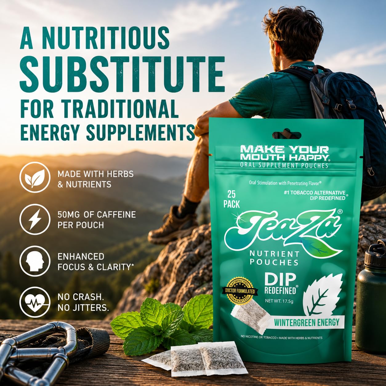 TeaZa Herbal Energy Pouches Powder 50