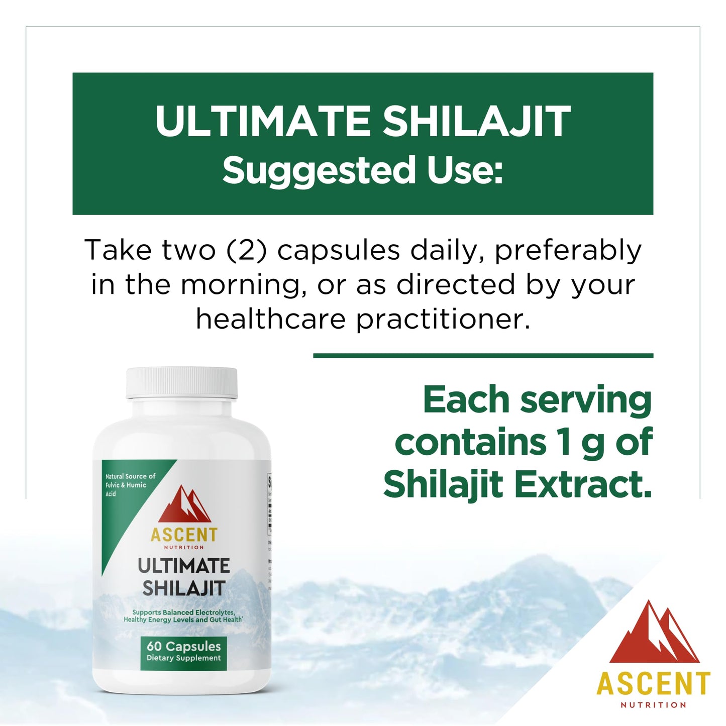 Ascent Nutrition Ultimate Shilajit, 60 Capsules