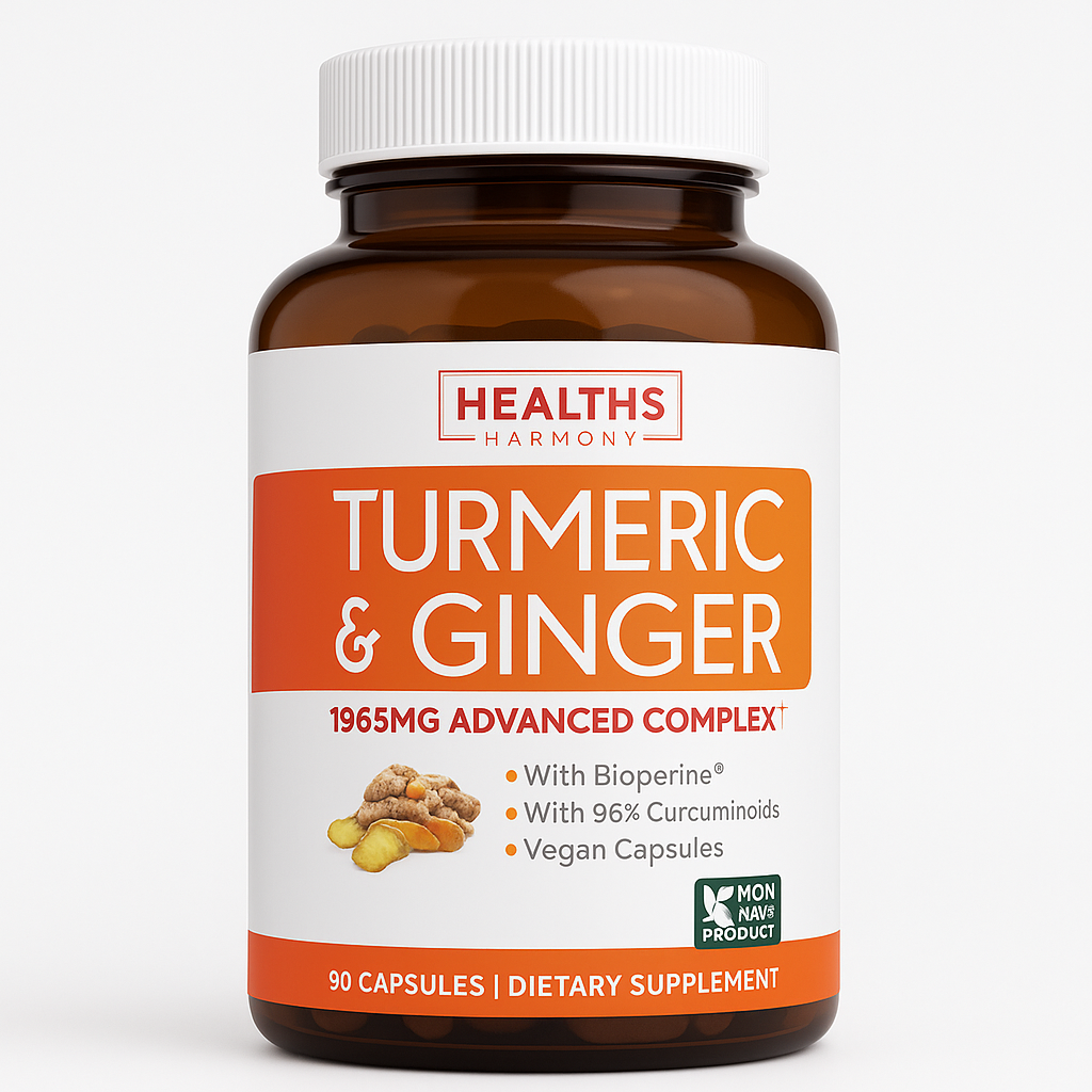 Healths Harmony Turmeric and Ginger Supplement Capsules - 90 Count