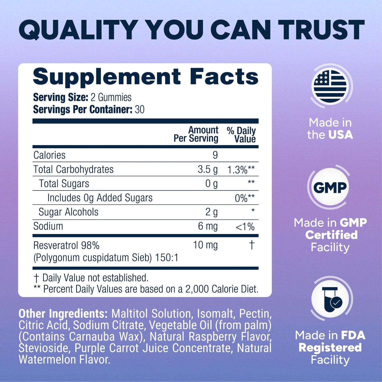 Purify Life Sugar-Free Resveratrol Gummies 60 Count