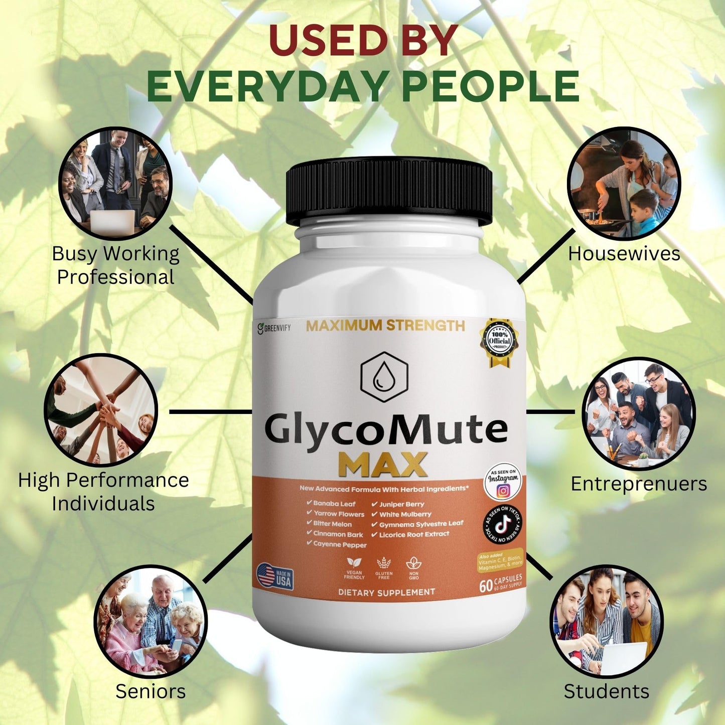 GREENVIFY GlycoMute MAX Supplement Maximum Strength Formula Capsules 60
