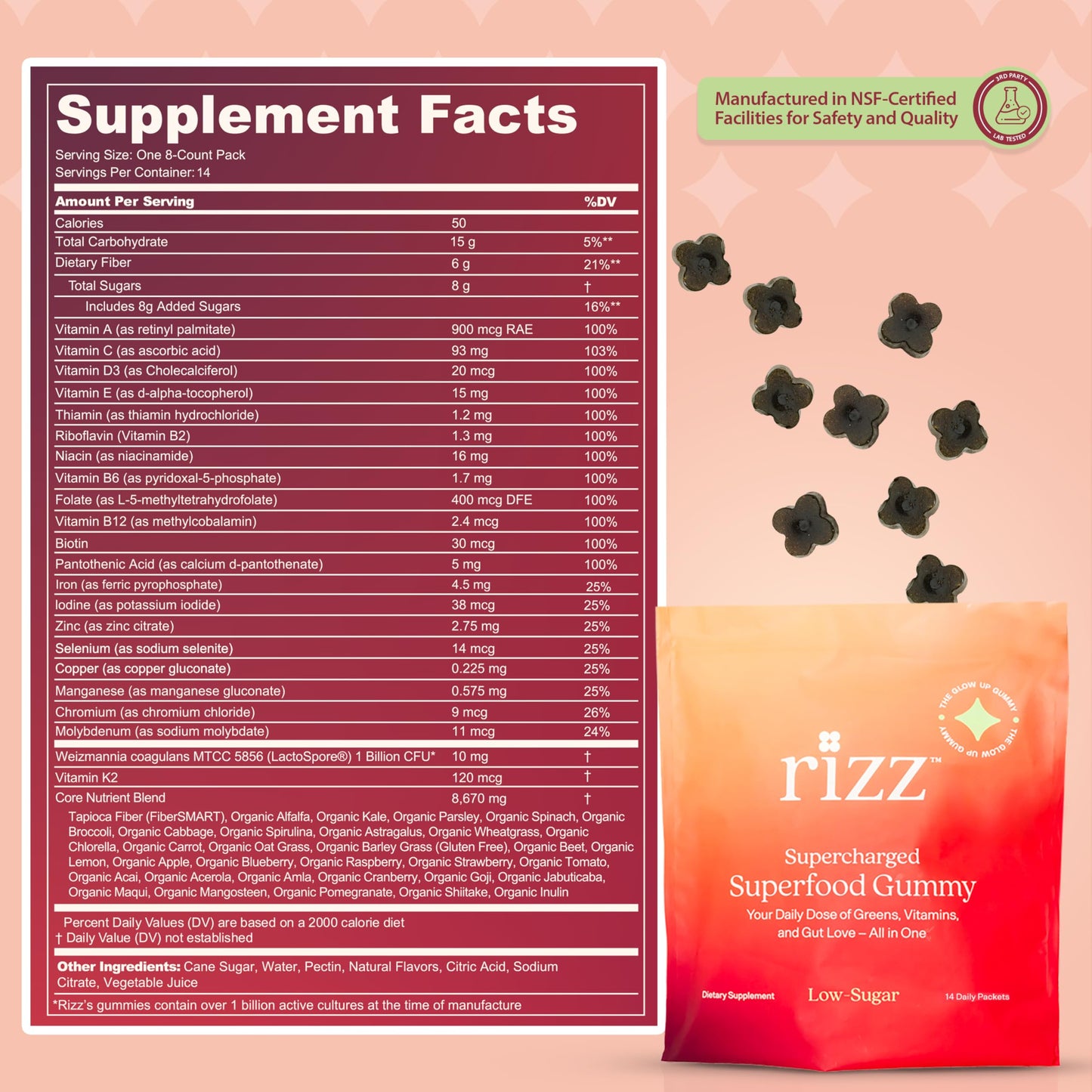 RIZZ Low Sugar Green Gummies 112 Count