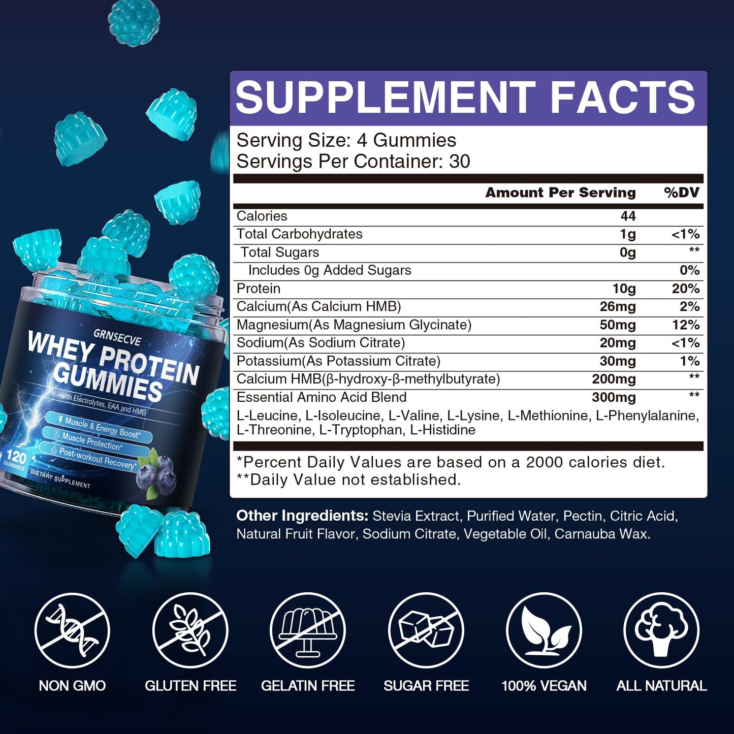GRNSECVE Whey Protein Gummies 120 Gummies