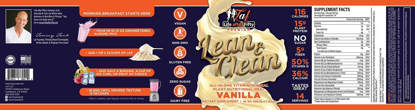 Life After Fifty Lean & Clean Vanilla Pea Protein Powder, 18.413 oz