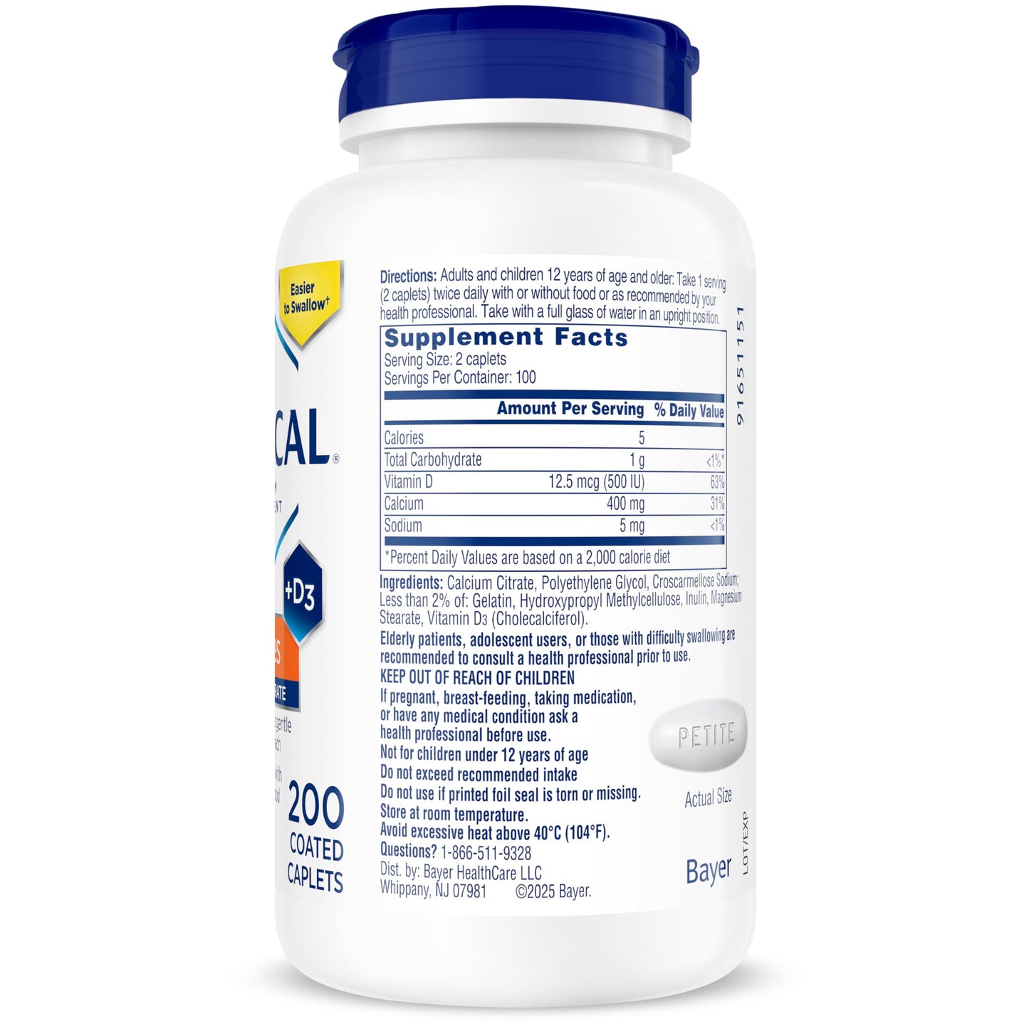 Citracal Petites Calcium Citrate with Vitamin D3 Caplets 375