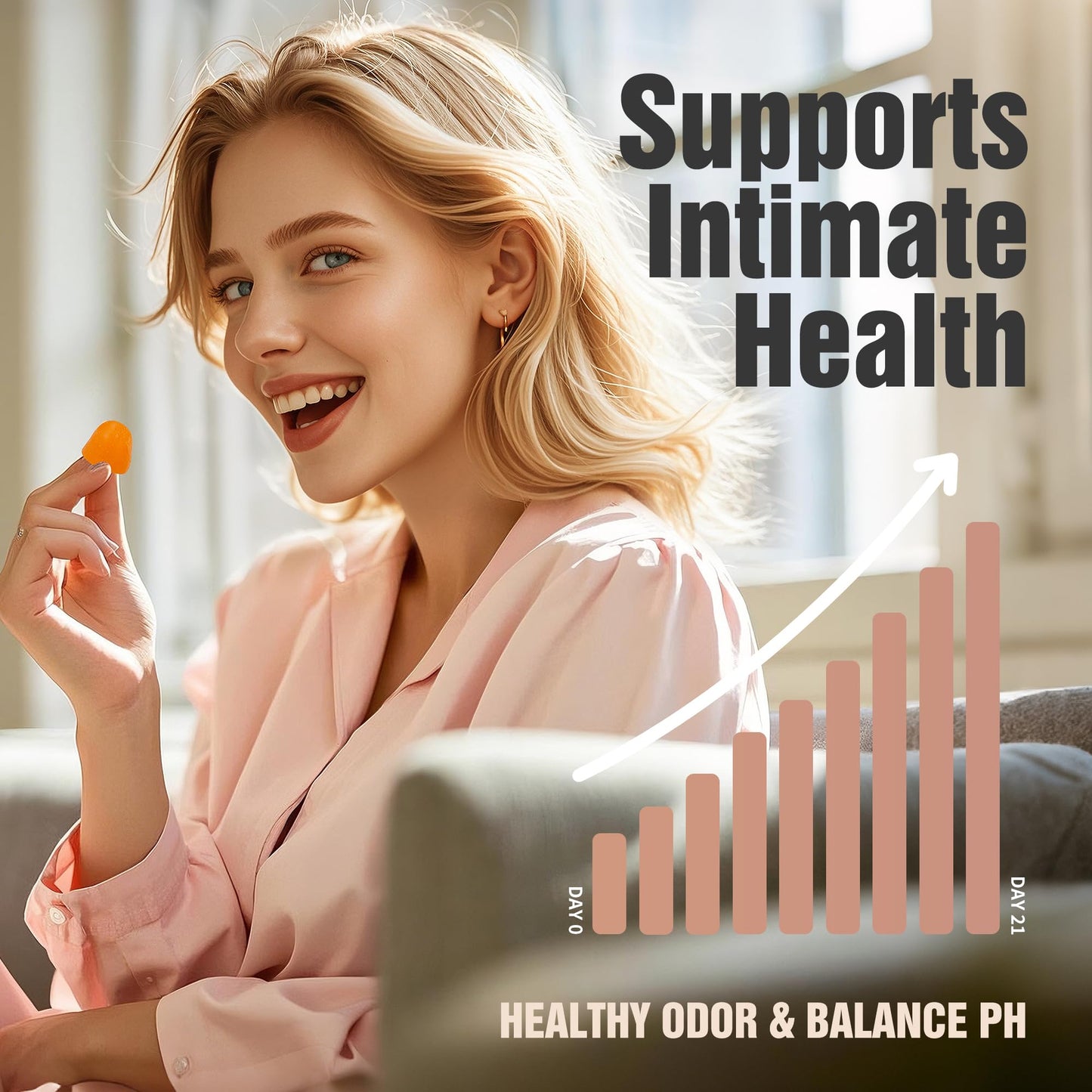 NIUSISE Feminine Balance Gummies, Premium Balance Supplement for Women PH Health, Immune Support, Energy Support, Vegan, Gluten-Free, Strawberry Flavor, Delicious 60 Gummies, 1 Pack 30 Servings