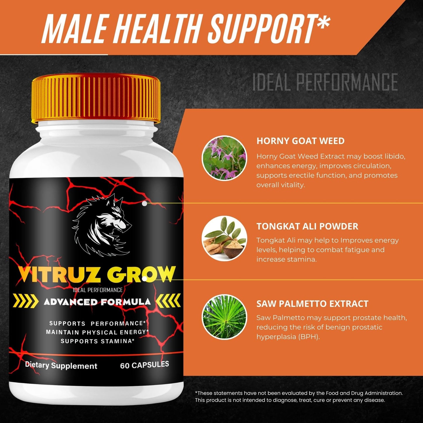 IDEAL PERFORMANCE Vitruz Grow for Men Capsules, 120 Capsules