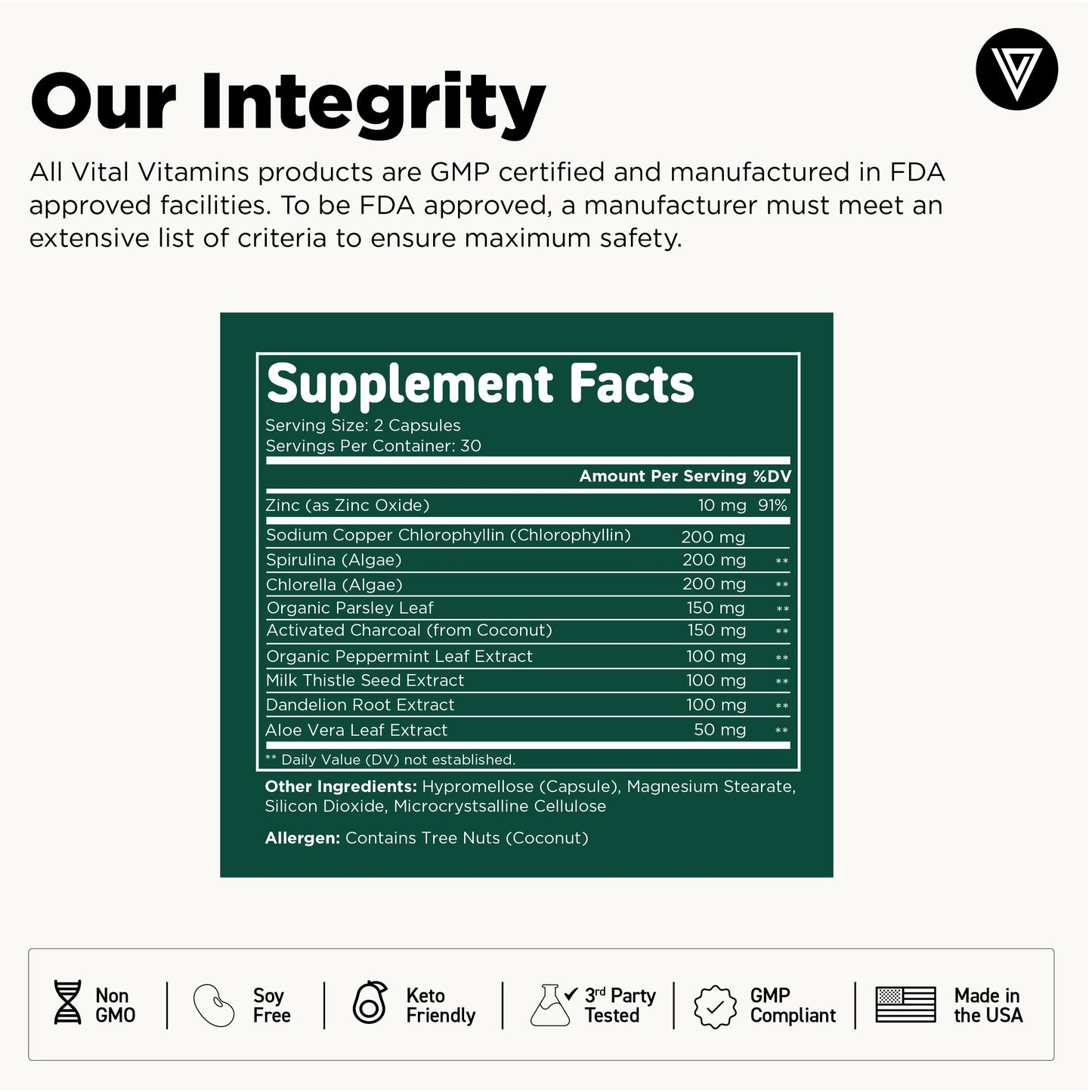 Vital Vitamins Chlorophyll Capsules 60 Capsules
