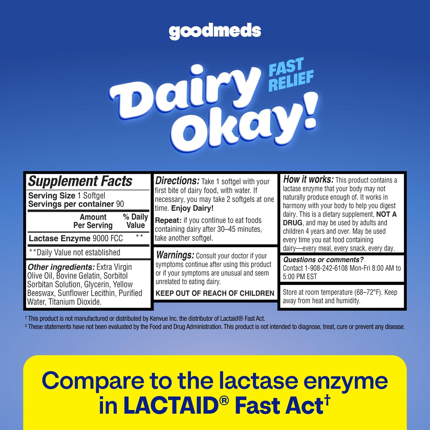 GoodMeds Fast Acting Dairy Relief Lactase Enzymes Softgels 90 Count