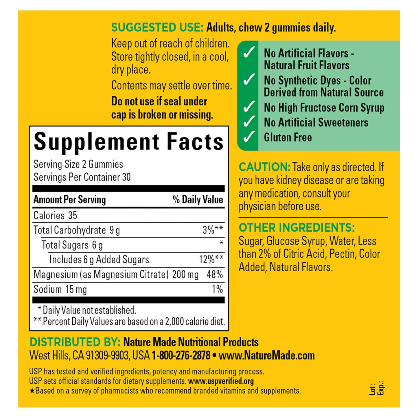 Nature Made High Absorption Magnesium Citrate 200mg Gummies, 60 Count