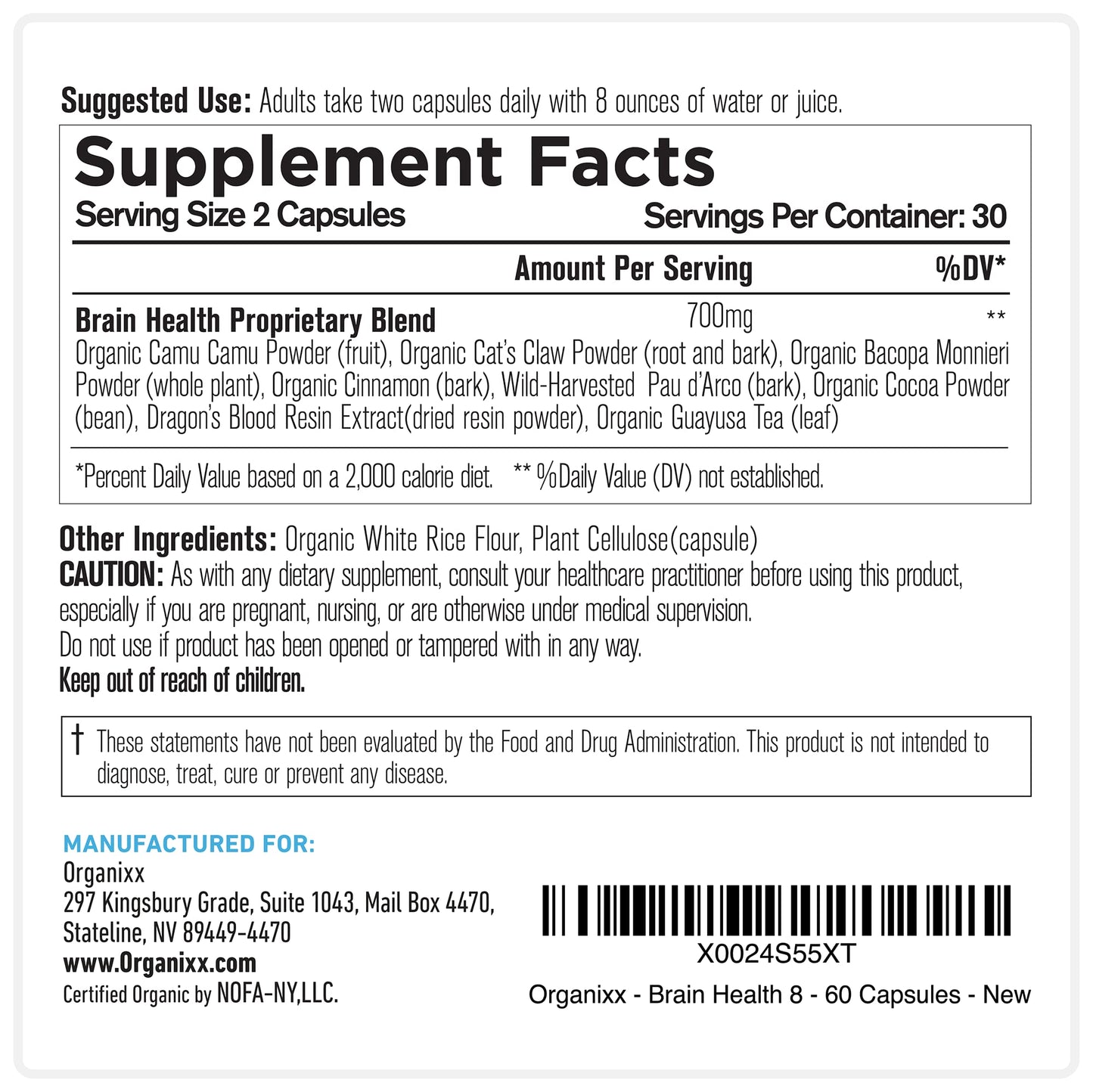 Organixx Ageless Brain Capsules, 60 Count