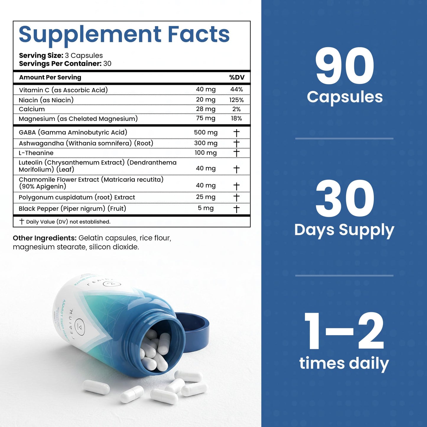 Levium Stress Supplement for Calm & Mood Support Capsules, 90 Count