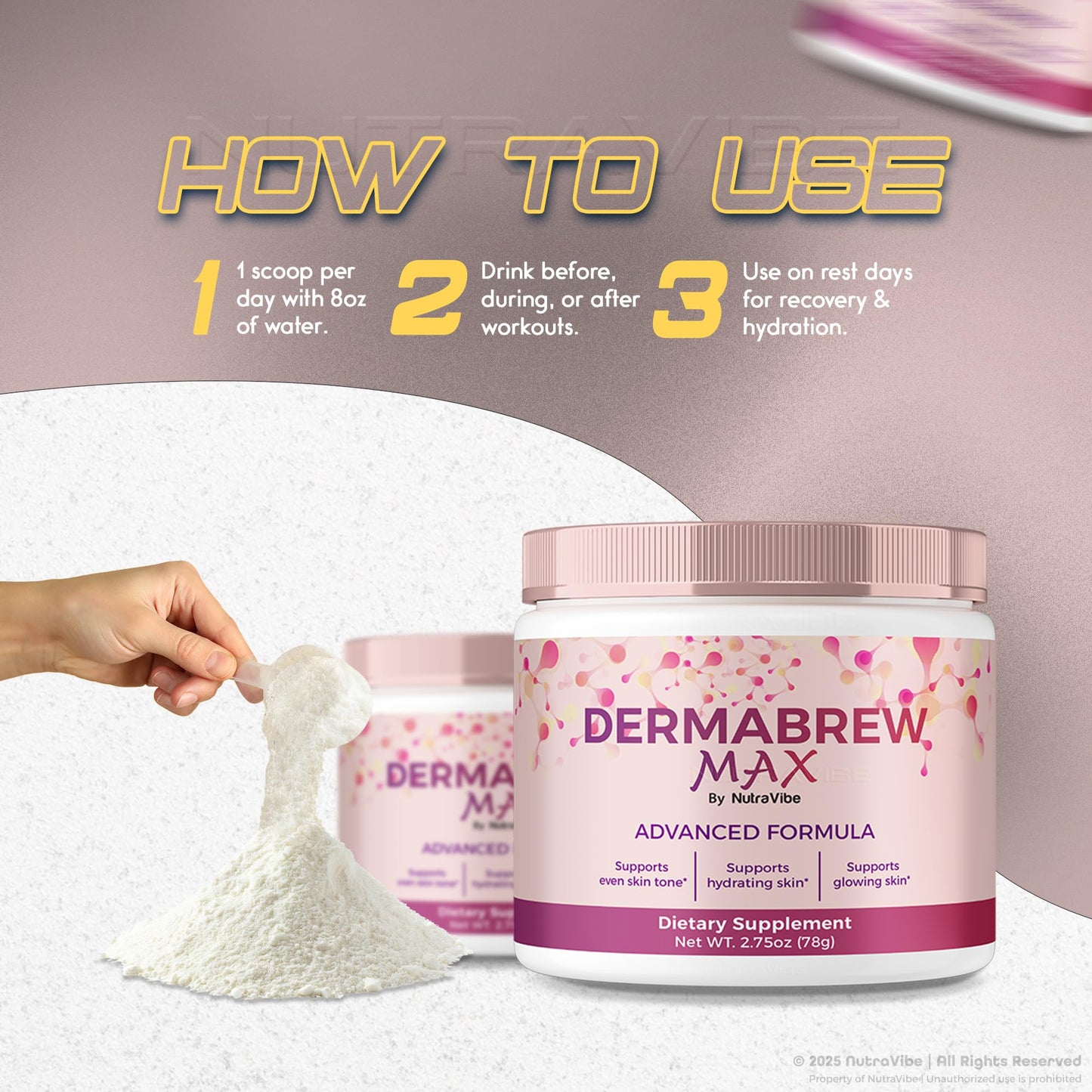 NutraVibe DermaBrew Max Powder, 13.75 oz (Pack of 5)