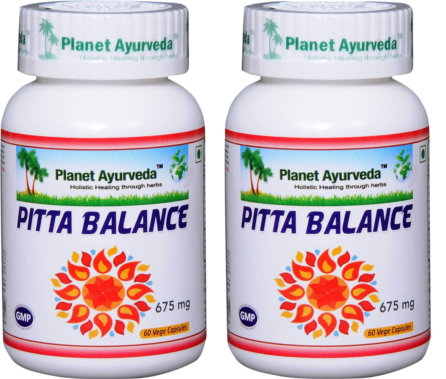 Planet Ayurveda Pitta Balance 500mg Veg Capsules, 2 Bottles