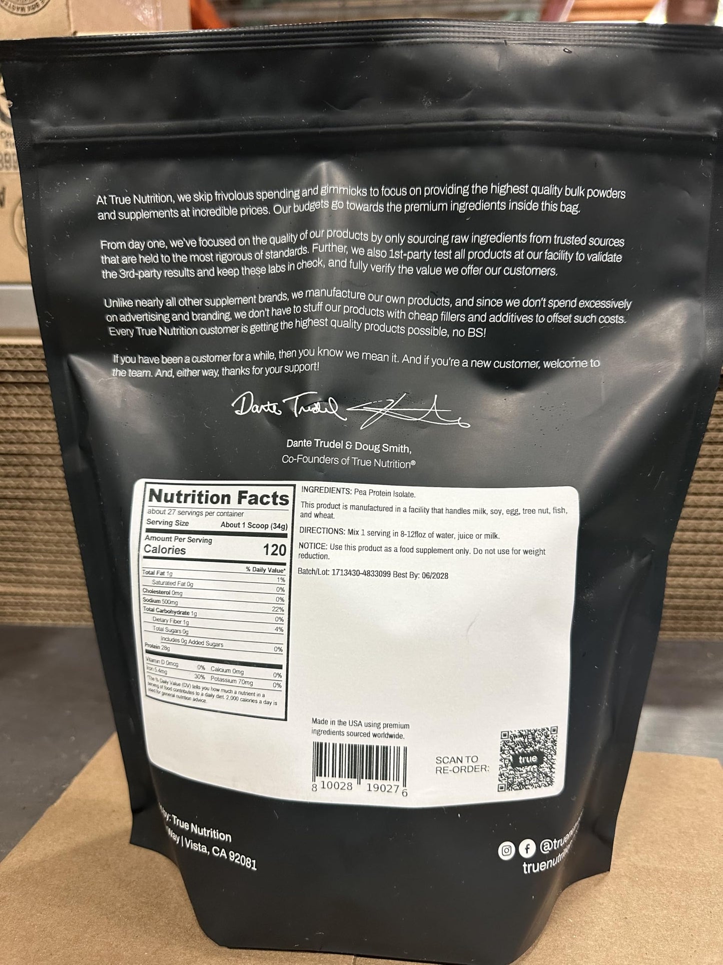 True Nutrition Pea Protein Isolate Powder 32 Servings
