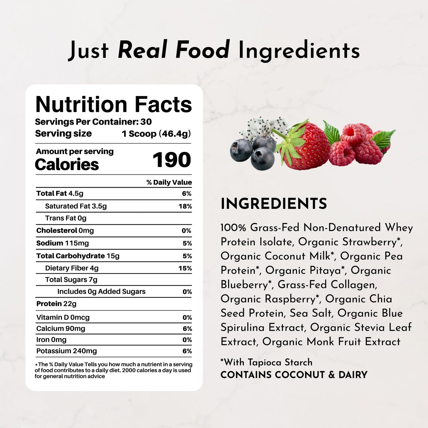 JUST INGREDIENTS Mountain Berry Protein Powder 25 Servings