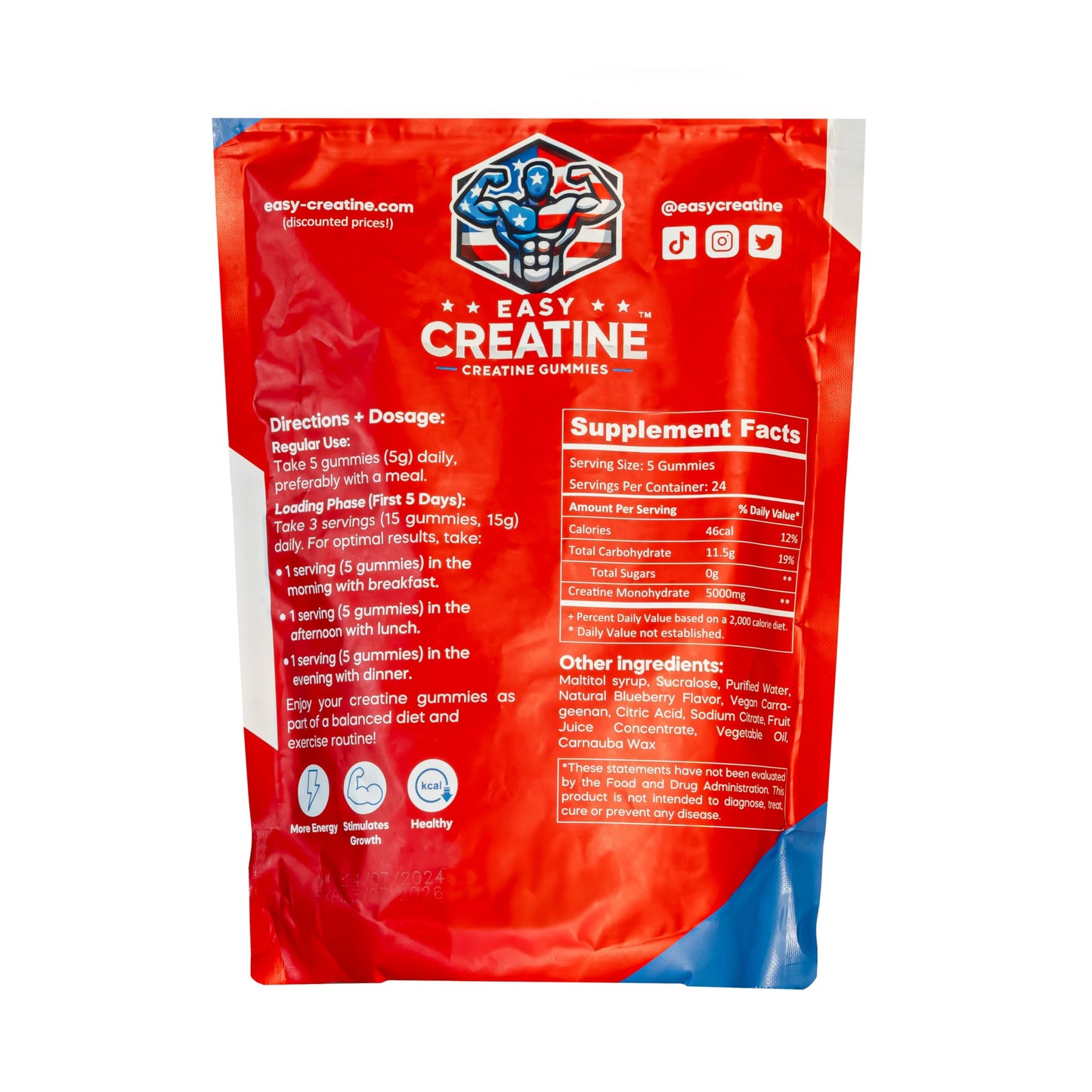 EasyCreatine Creatine Monohydrate Gummies, 120 Gummies