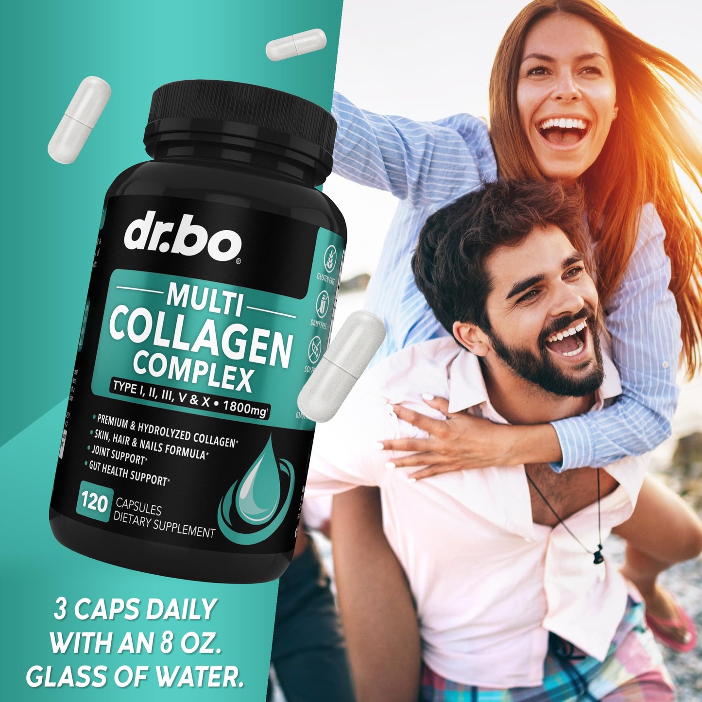 DR. BO Multi Collagen Peptides for Women & Men Capsules, 120 Count