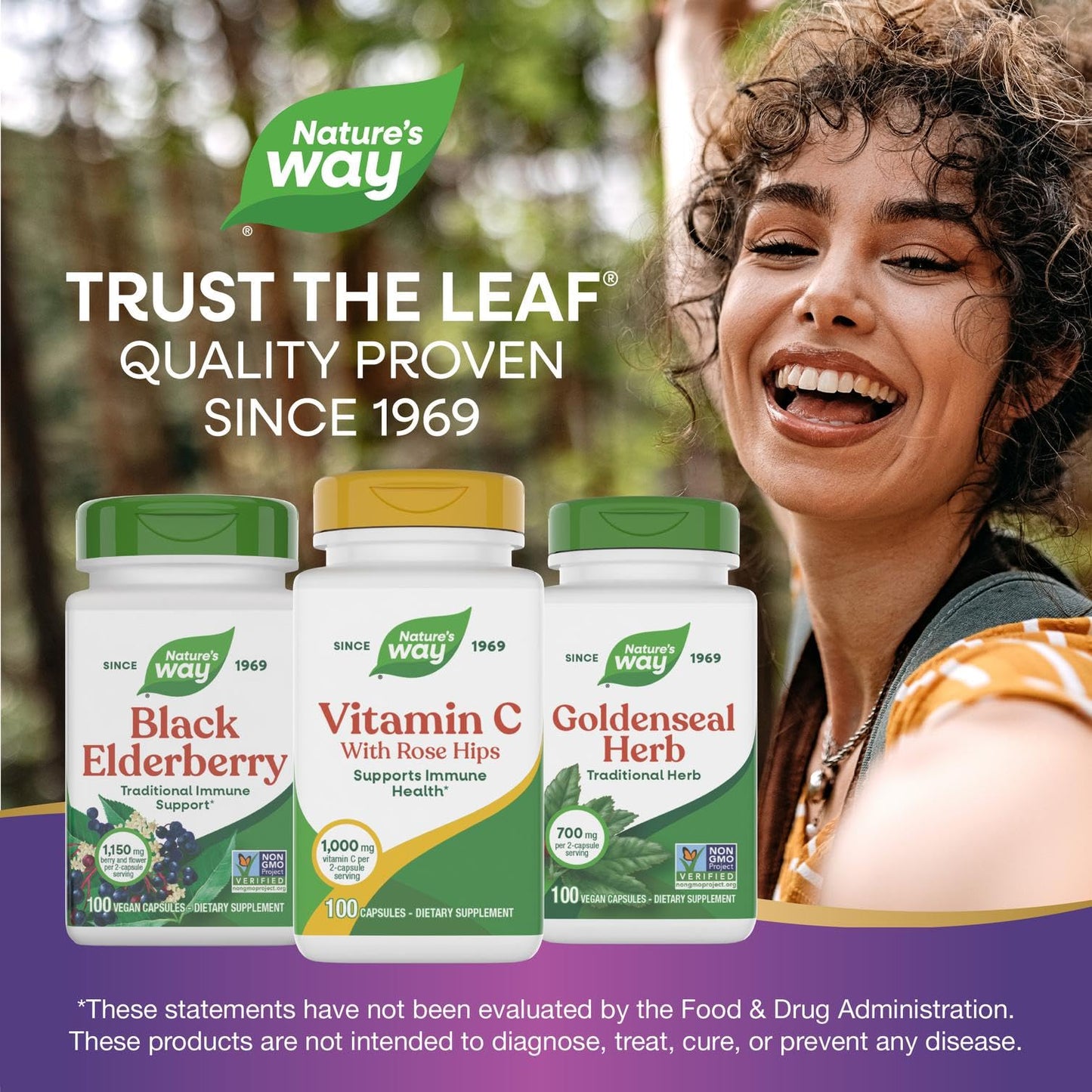 Nature's Way Vitamin C-500 with Rose Hips Capsules, 100 Capsules
