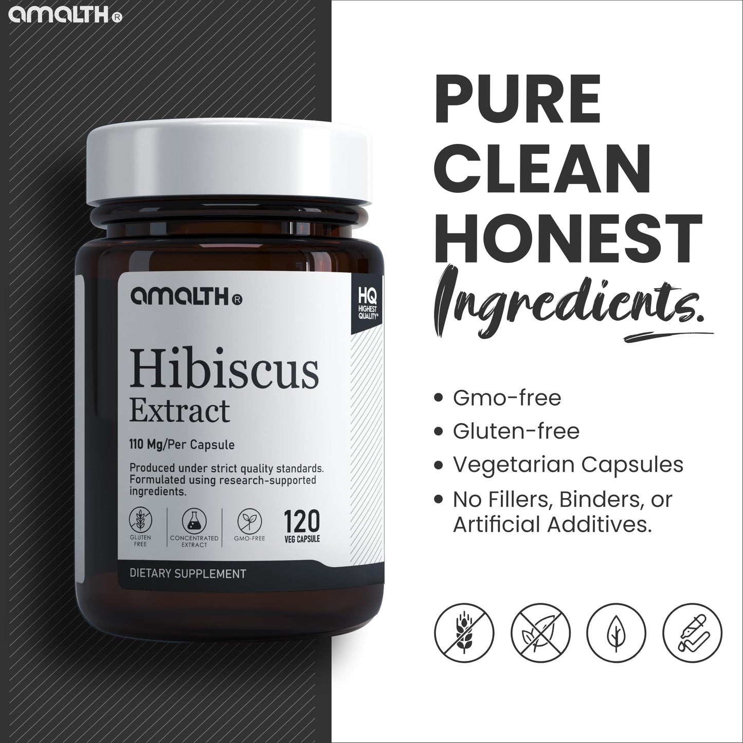 AMALTH Hibiscus Capsules 1000 mg, 120 Veg Capsules