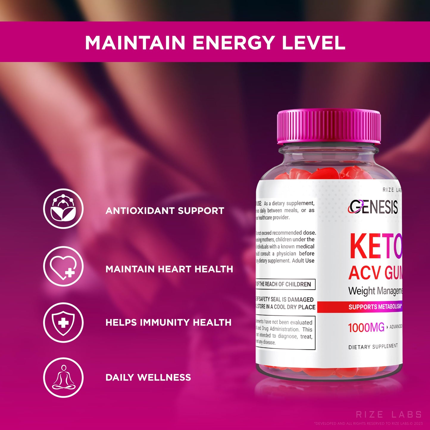 Rize Labs Genesis Keto Keto+ACV Gummies 120 Gummies