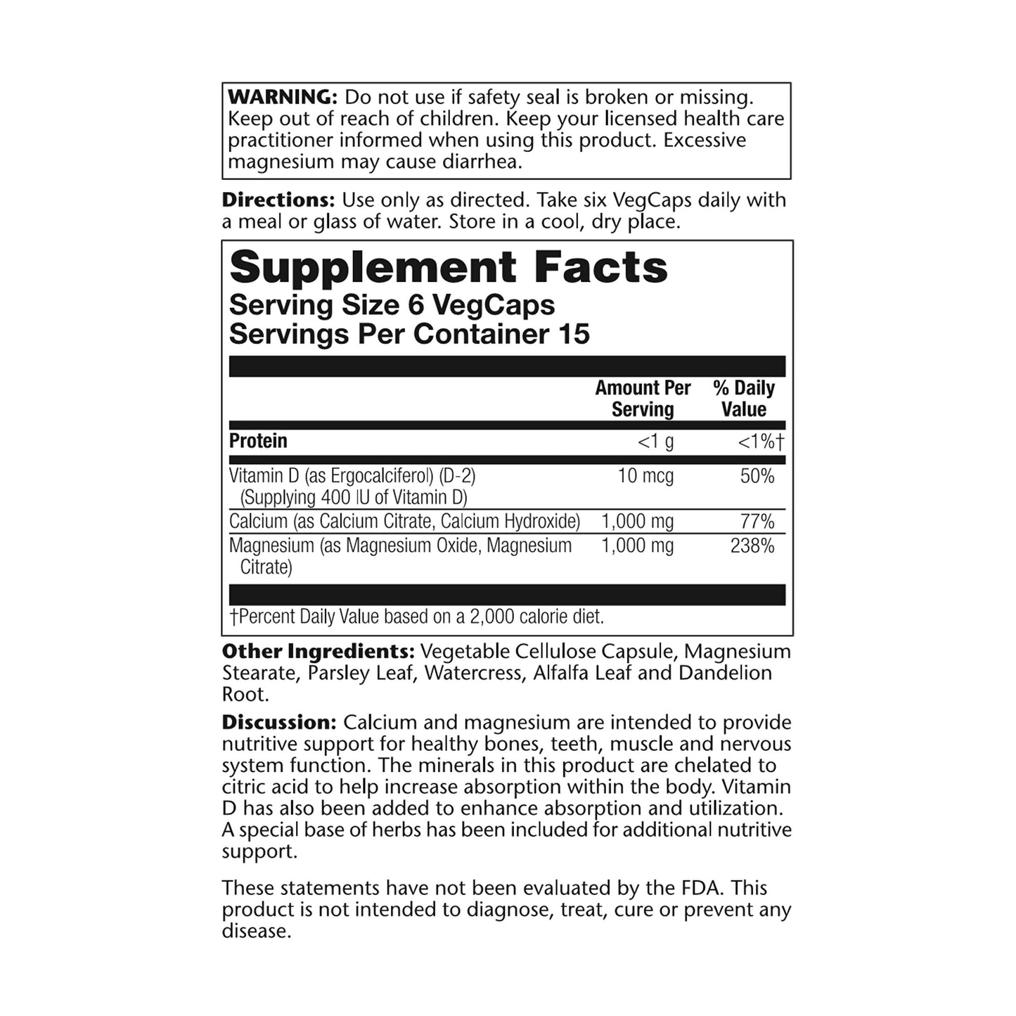 SOLARAY Cal-Mag Citrate w/D 2 1:1, 90 VegCaps