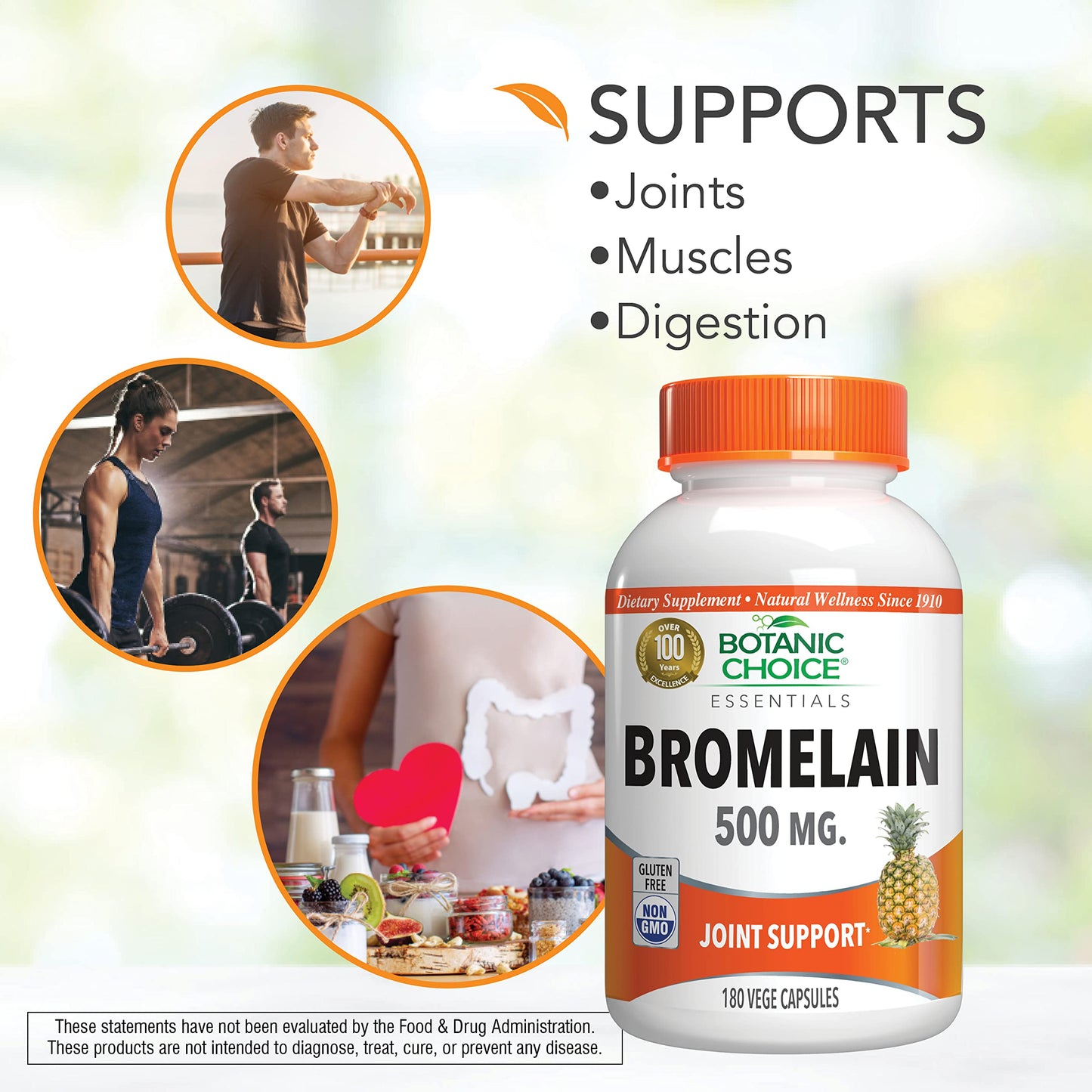 Botanic Choice Bromelain 500 mg Capsule, 180 Count