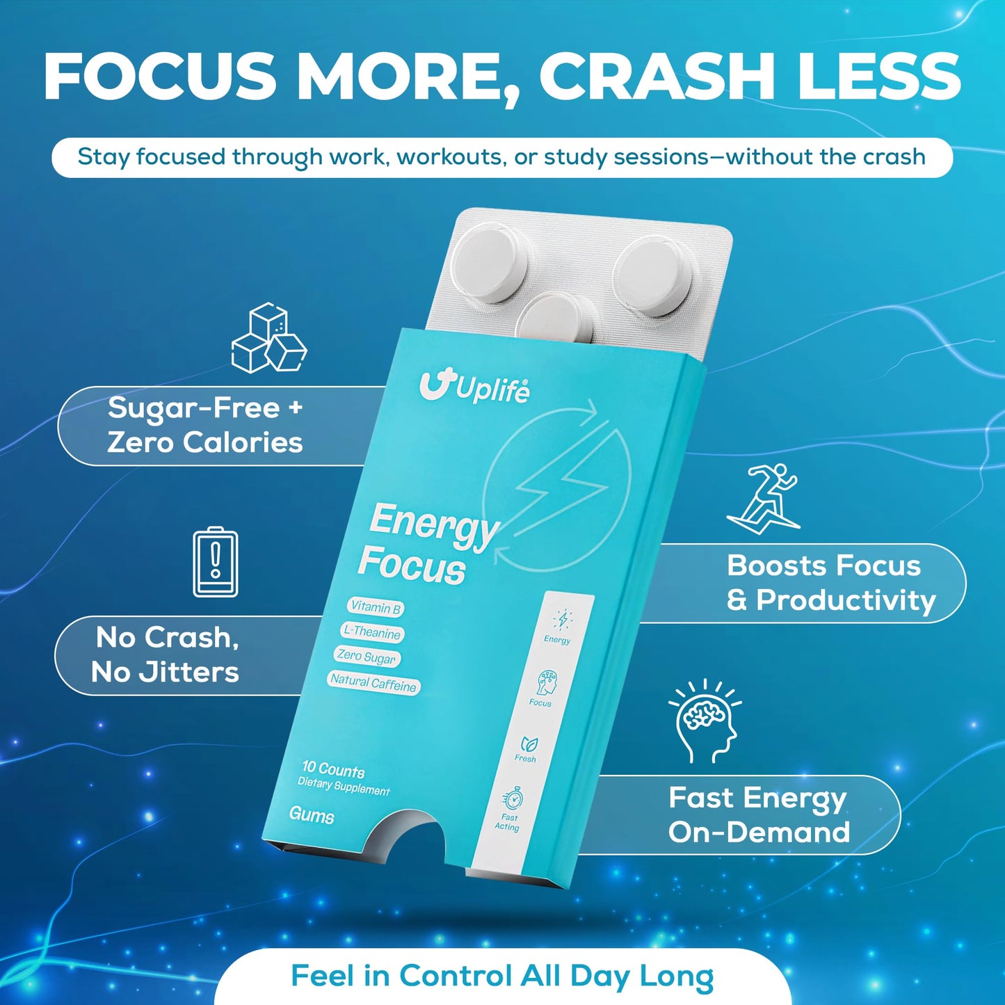 UPLIFE Energy and Focus Gum Chewable 20 Count
