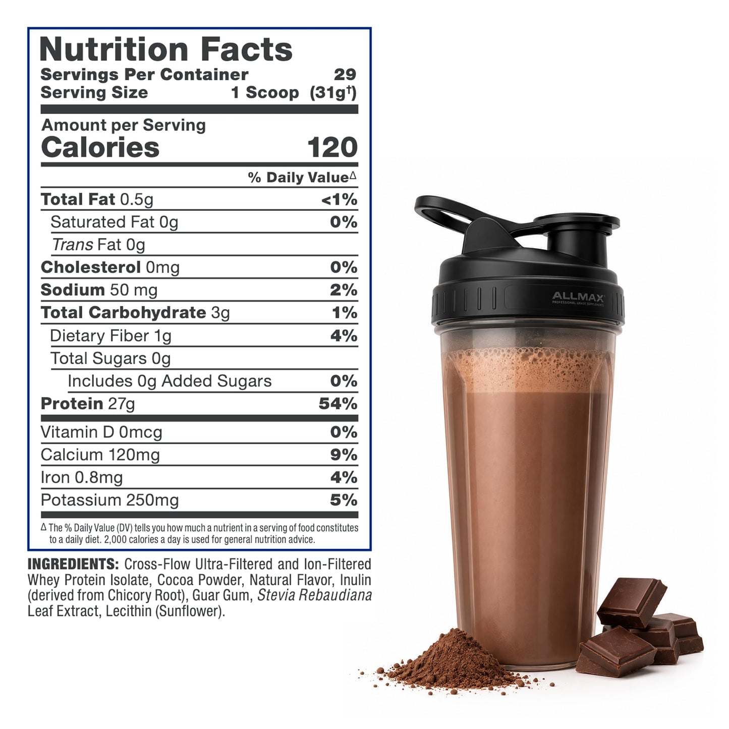 ALLMAX ISONATURAL Protein Isolate Powder, Chocolate, 32 Servings