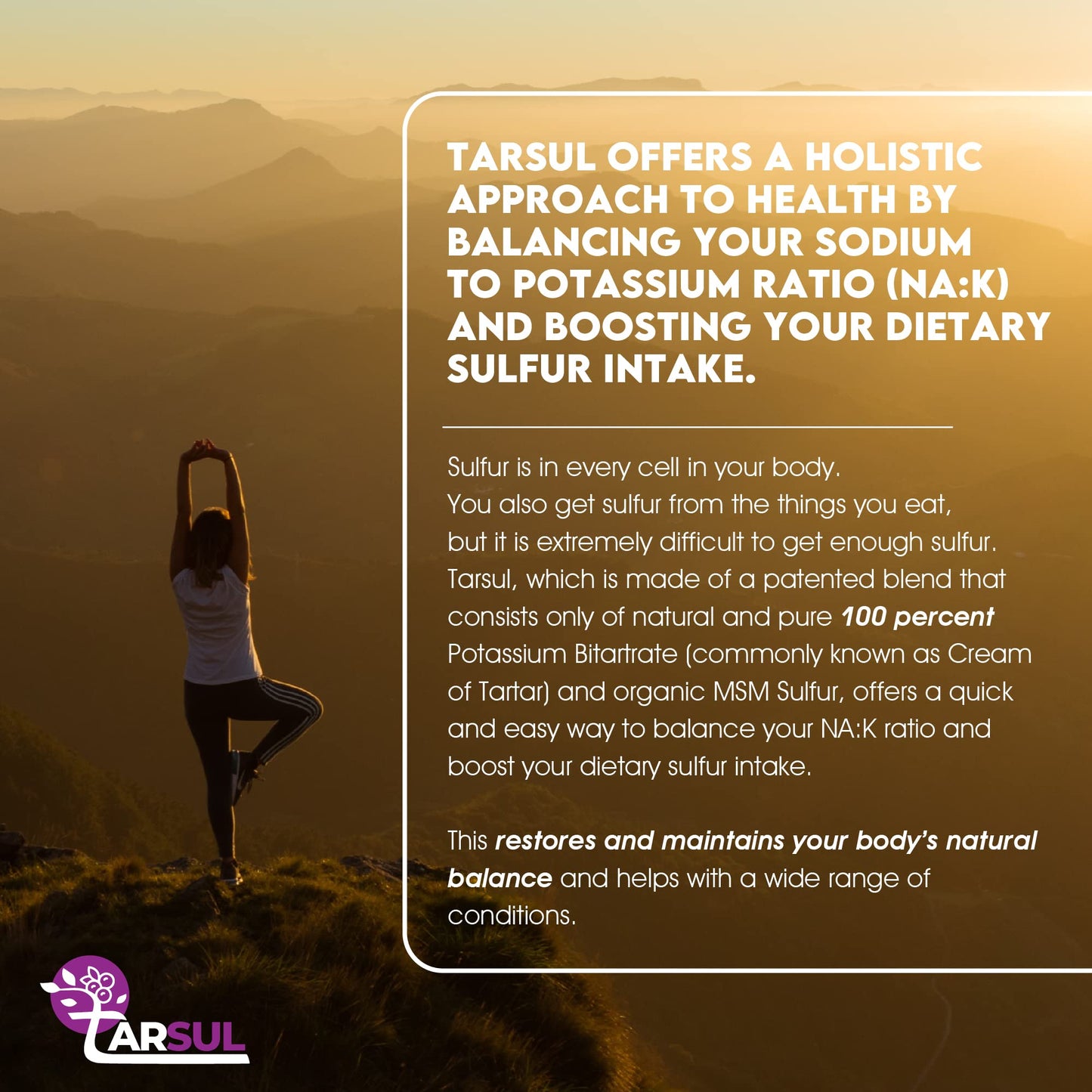 Tarsul Patented Cream of Tartar & Organic MSM Sulfur Formula Powder 21