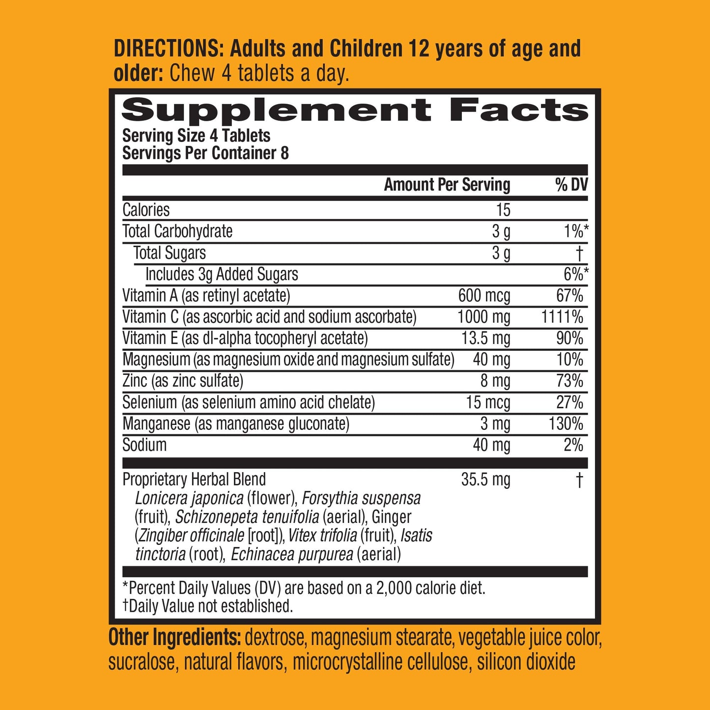 Airborne 1000mg Vitamin C + Zinc Immune Support Chewable Tablets, 64 Tablets