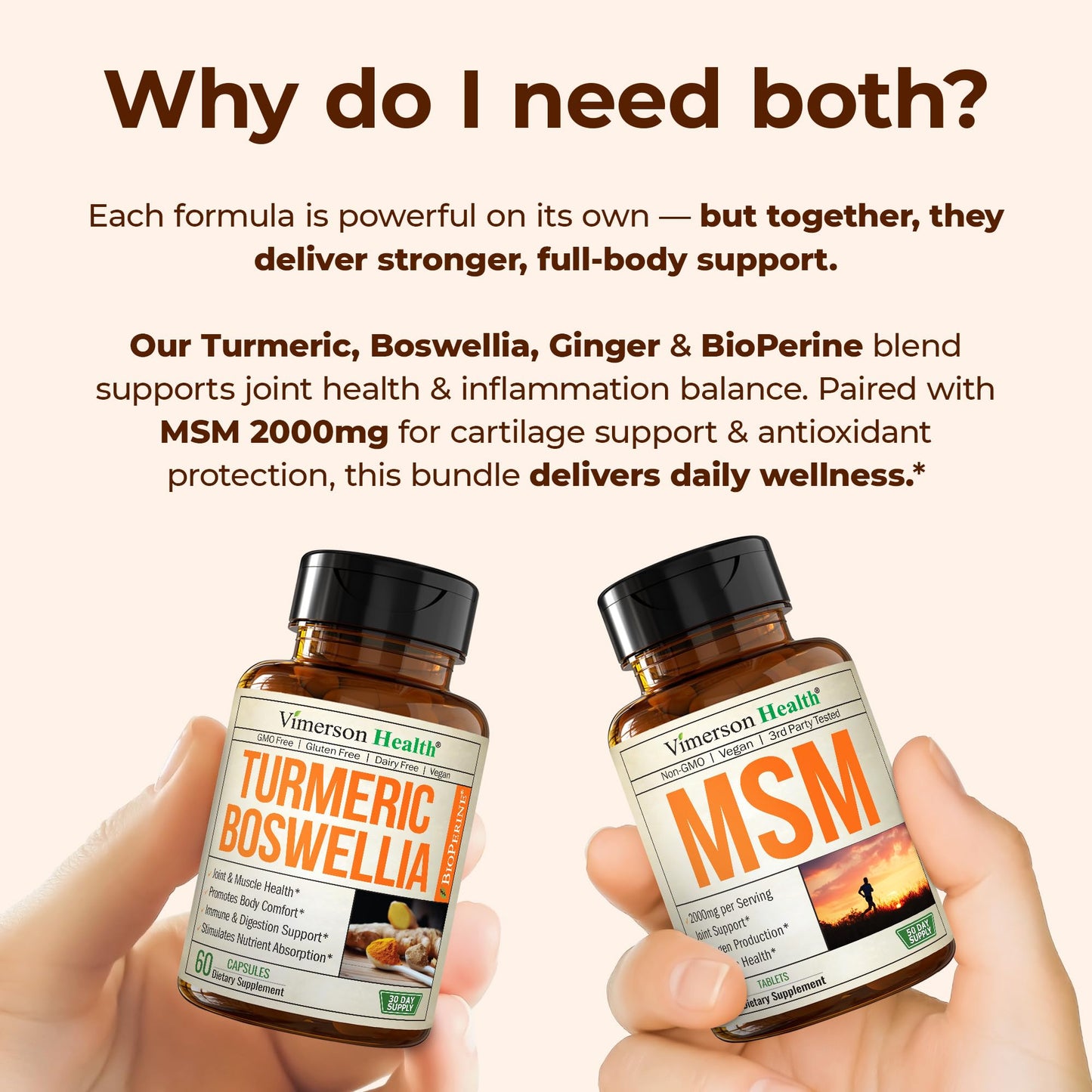 Vimerson Health Boswellia Turmeric Curcumin Supplement + MSM 2000mg Capsules, 160 Count