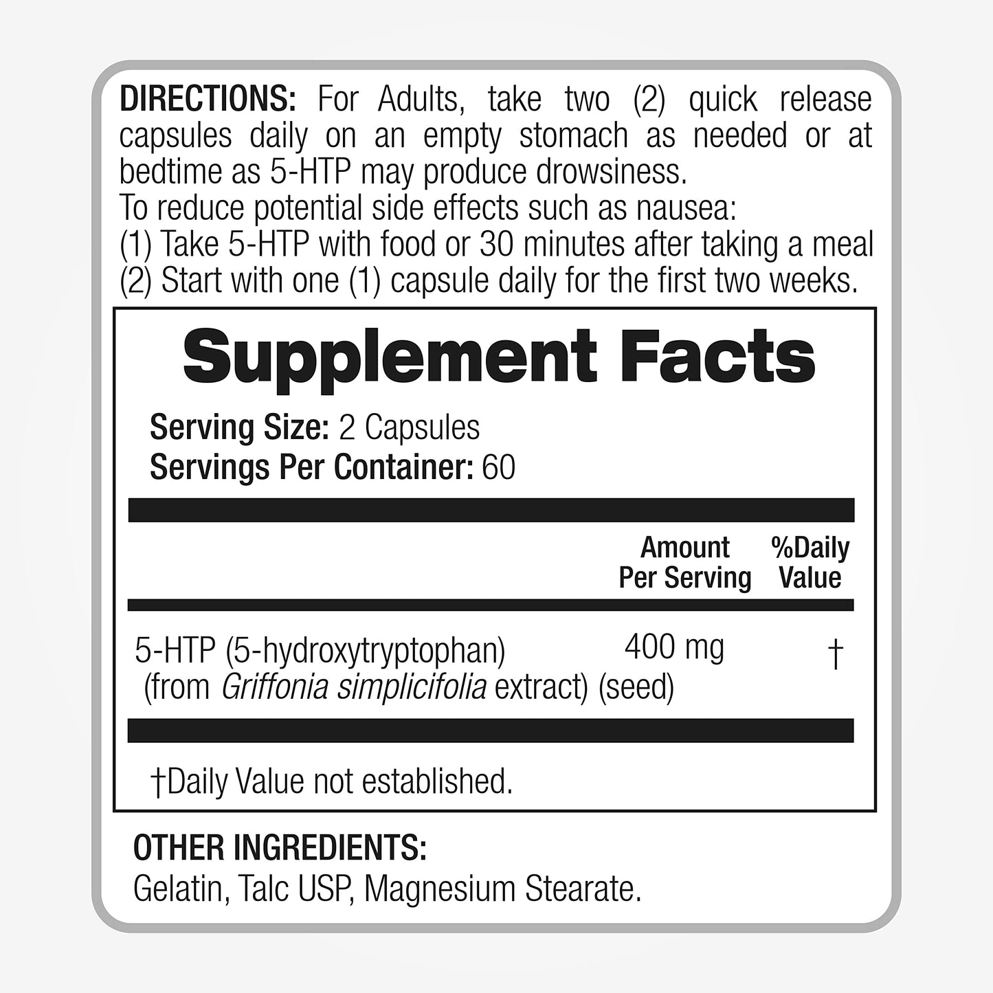 Fito Medics 5-HTP Supplement 400 mg Capsules, 120 Count