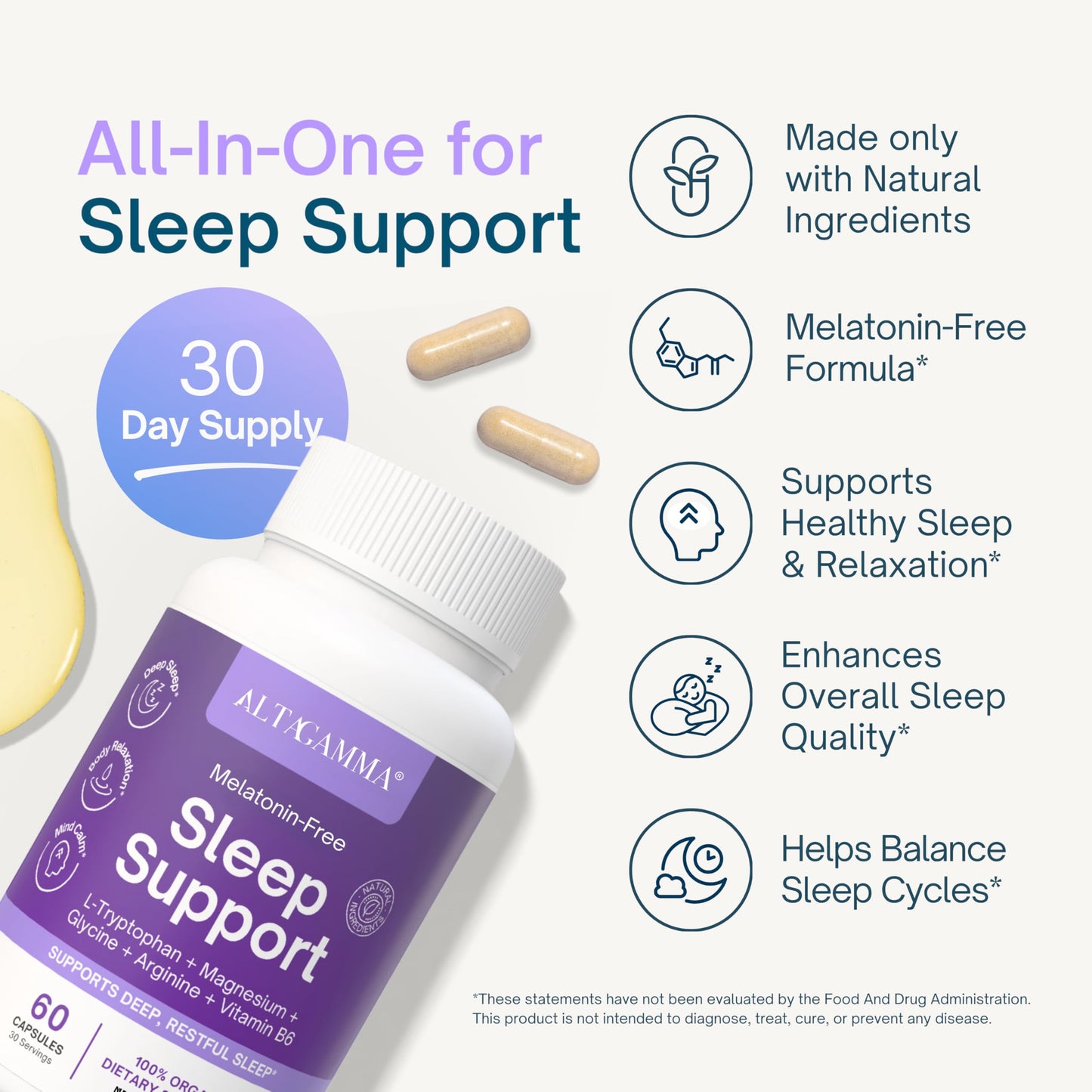 ALTAGAMMA Sleep Support Supplement, 60 Capsules