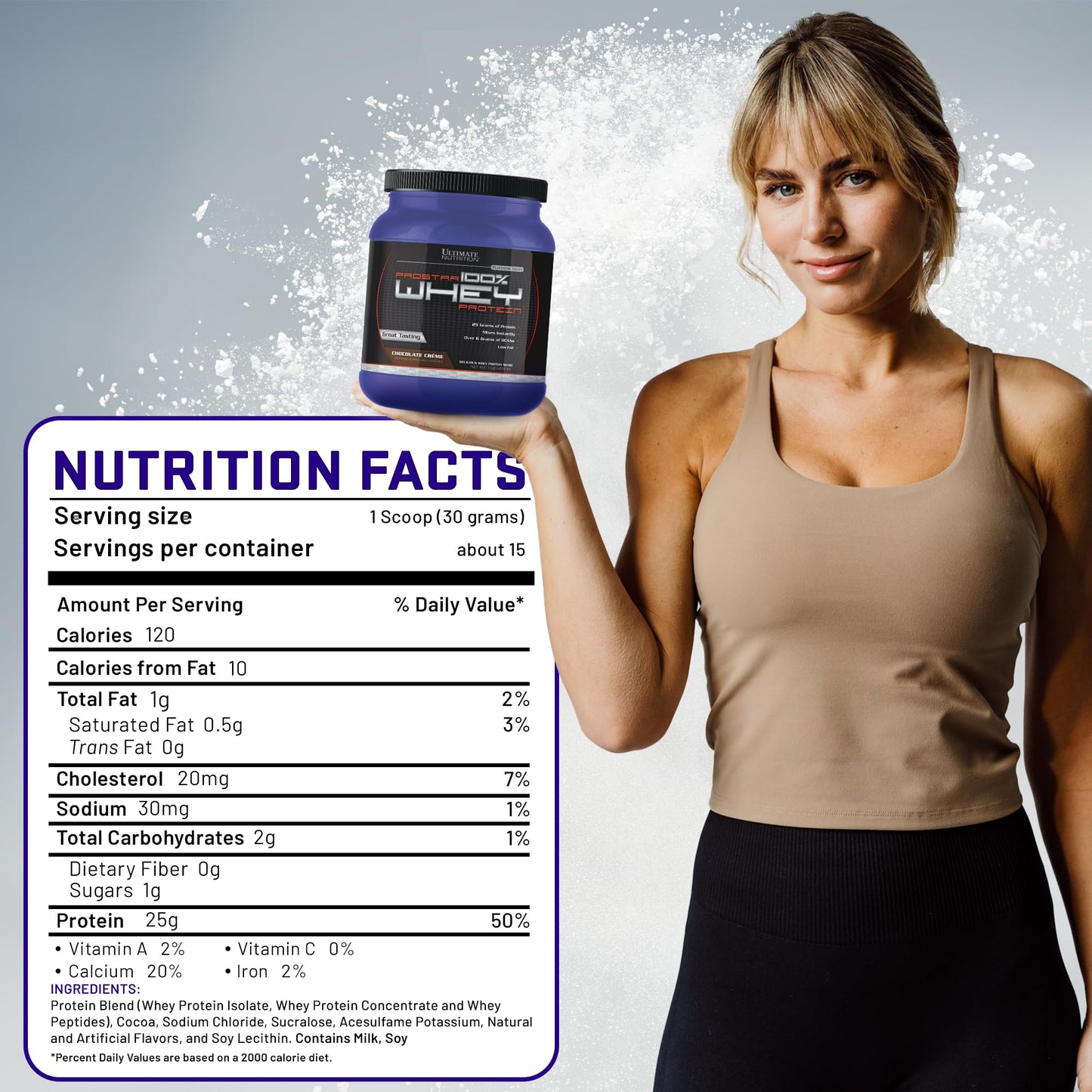 Ultimate Nutrition Prostar Whey Protein Isolate Powder, Chocolate Crème, 1 lb, 16 Servings