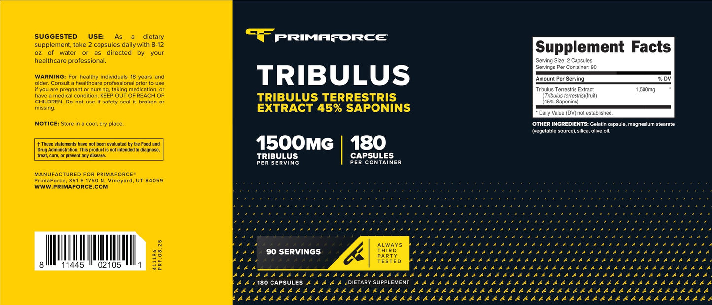 Primaforce Tribulus Terrestris Extract Capsules (1,500mg) 180 Count