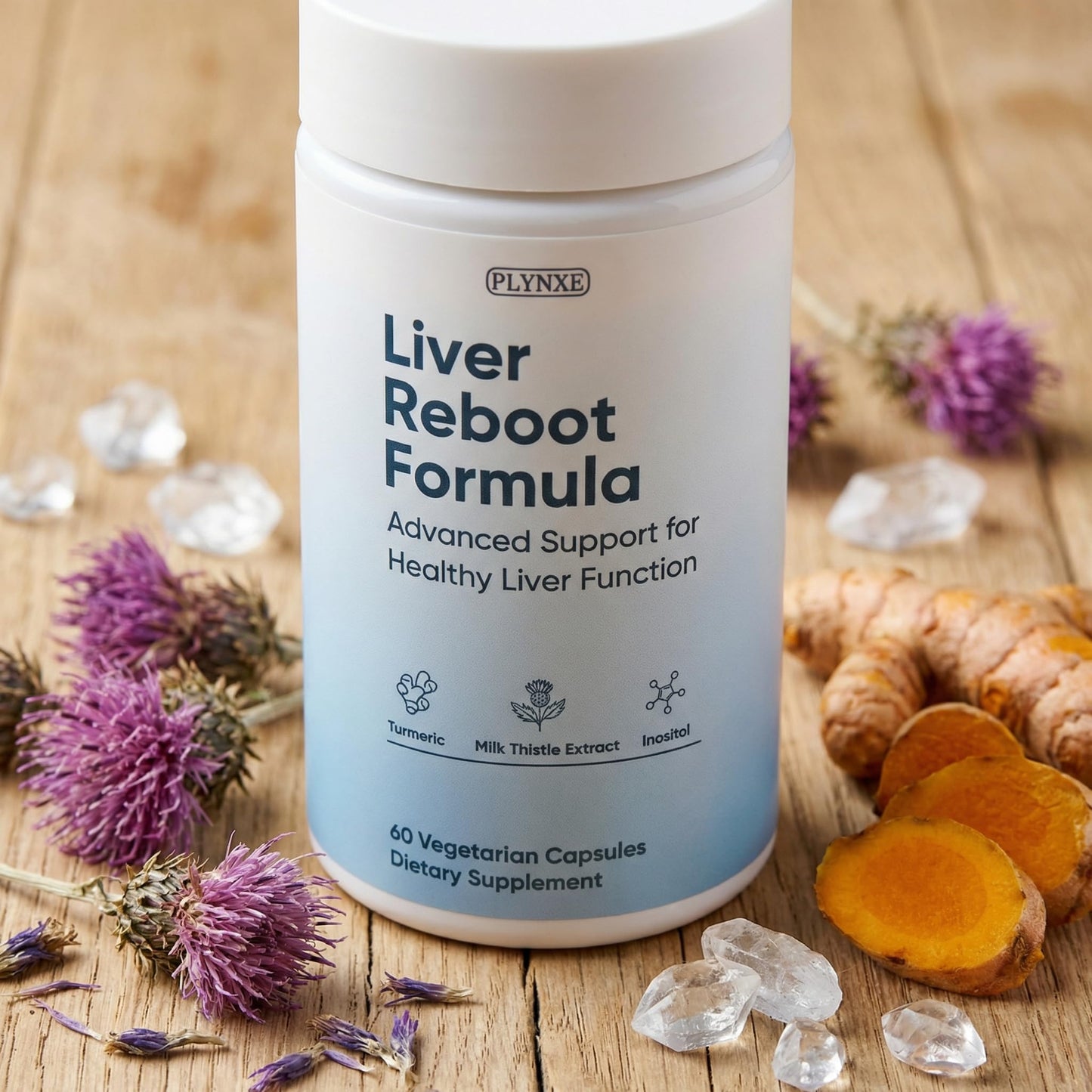 PLYNXE Liver Supplement Formula Milk Thistle Extract with Turmeric & Inositol Capsule, 60 Count
