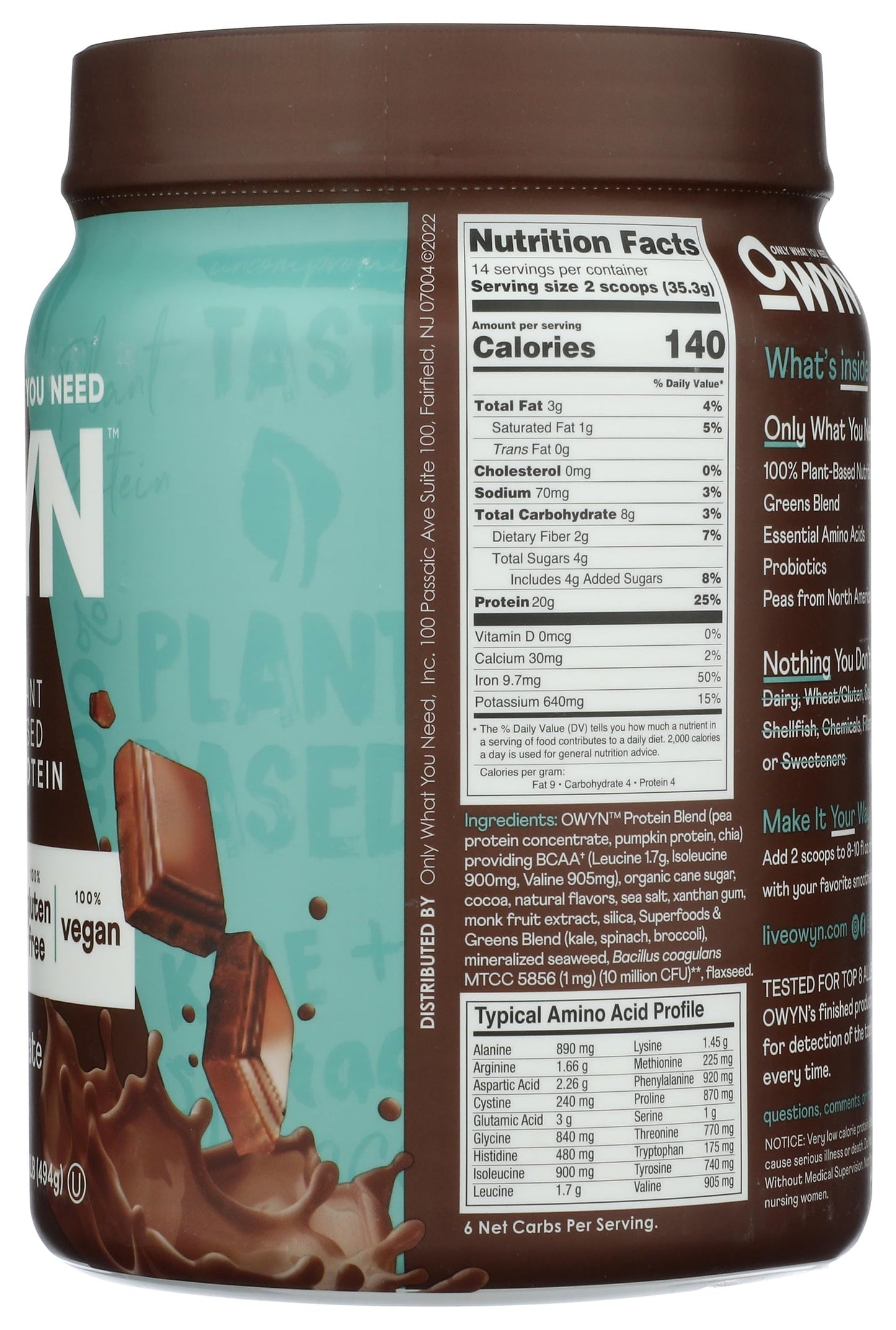 OWYN Only What You Need Plant-Based Protein Powder, 19.2 oz