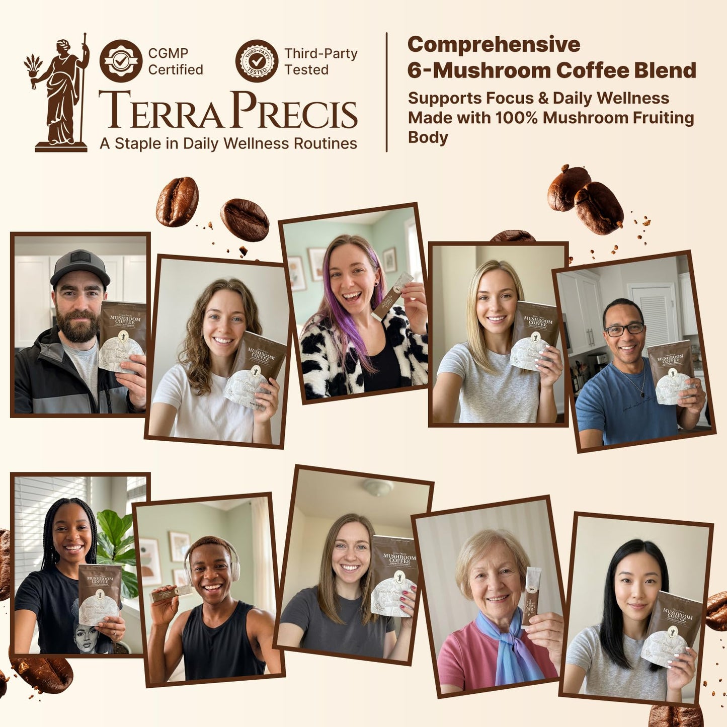 TerraPrecis Mushroom Coffee Instant Powder, 6.35 oz