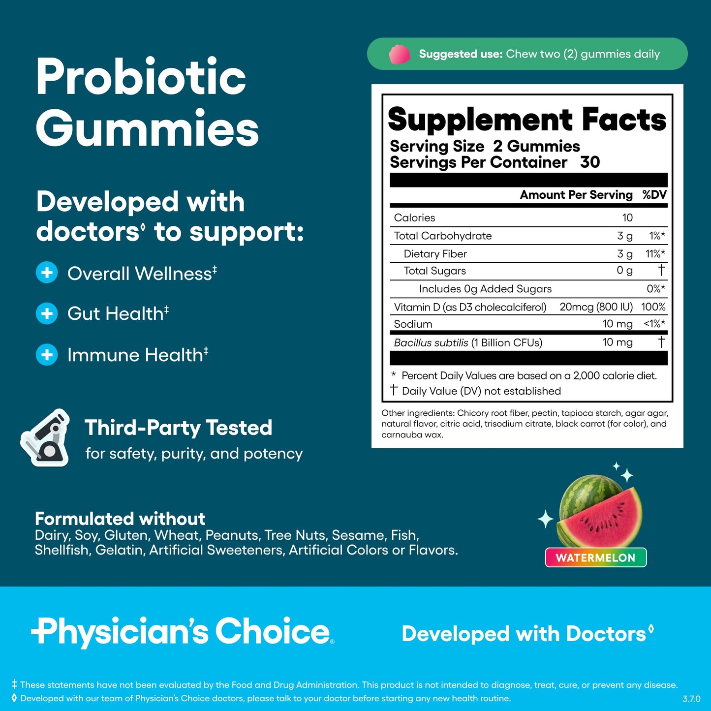 Physician's CHOICE Gut Gummy Bundle Probiotic & Fiber Gummies, 120 Gummies