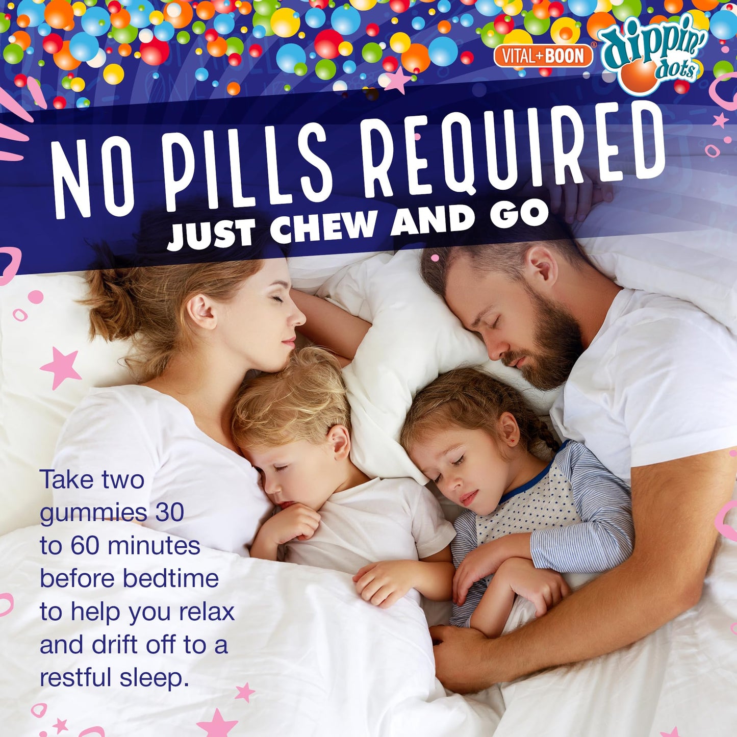 Vital+Boon Dippin' Dots Extra Strength Melatonin Gummies 20mg Sleep Aid, 60 Gummies