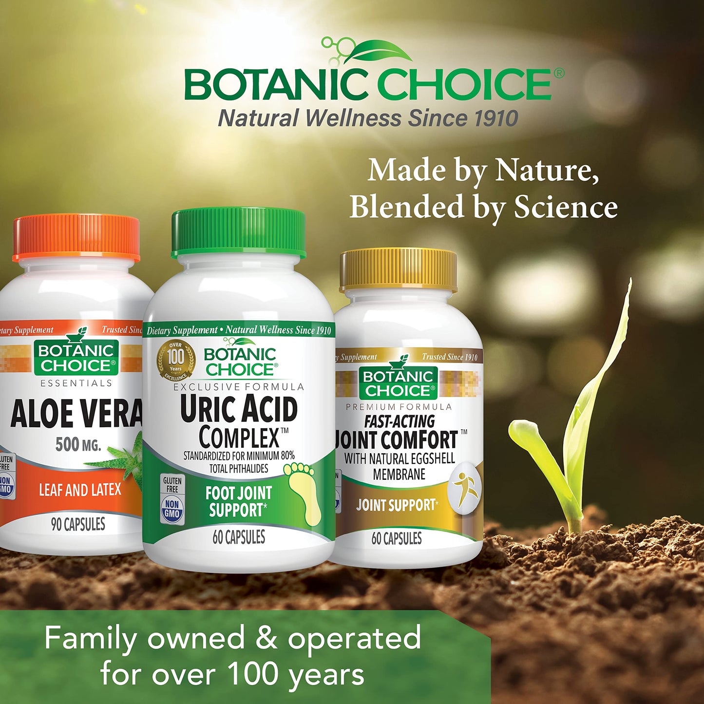 Botanic Choice Uric Acid Complex Supplement - Foot Joint Support - 60 Capsules