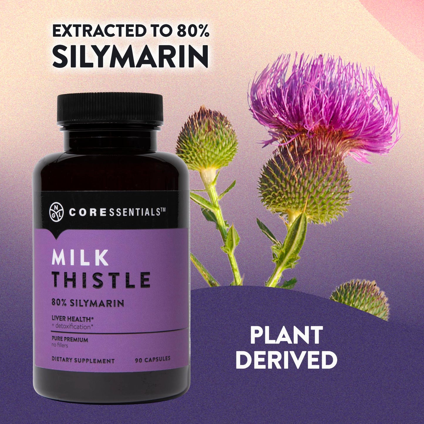 NGL Milk Thistle Extract 1300mg - 80% Silymarin Standardized, Liver Support, Capsules, 90 Count