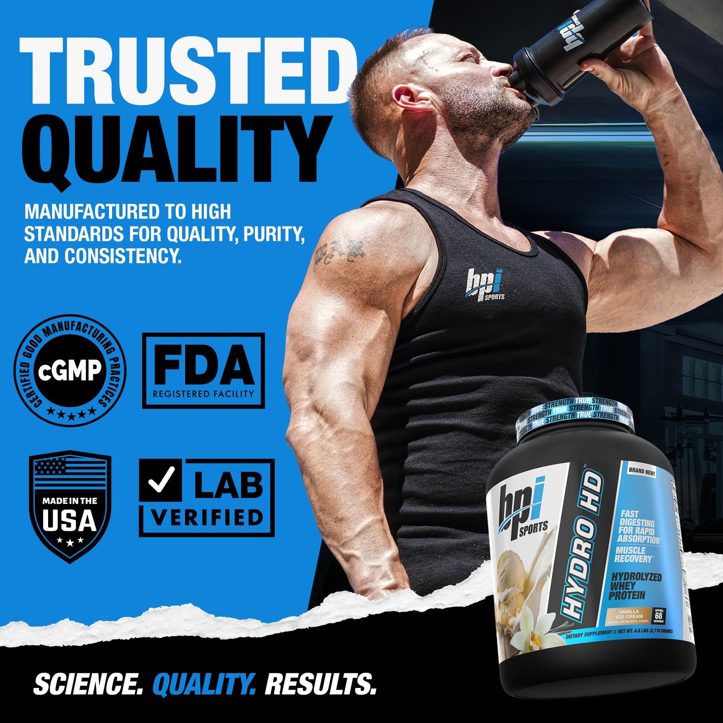 BPI Sports Hydro HD Muscle Growth Vanilla Protein Powder, 31 Servings