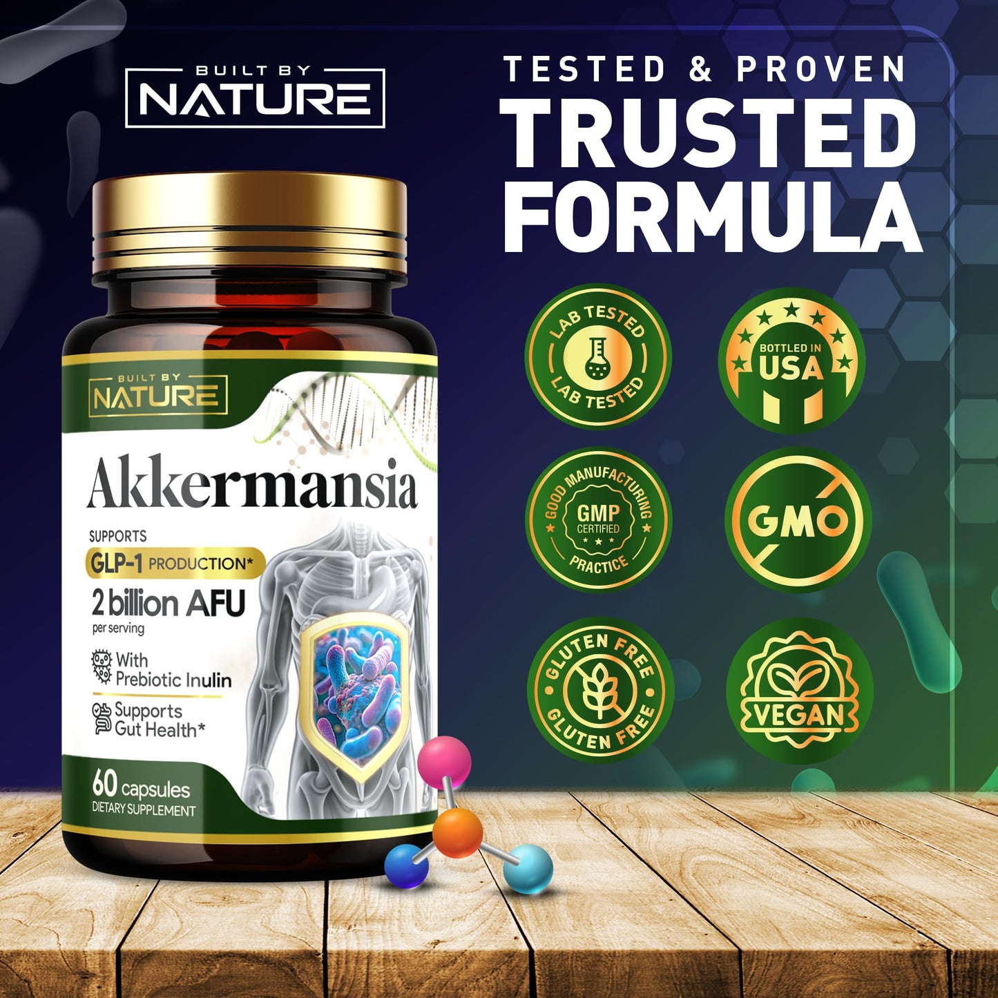 Built by Nature Akkermansia Muciniphila Probiotic, 60 Capsules