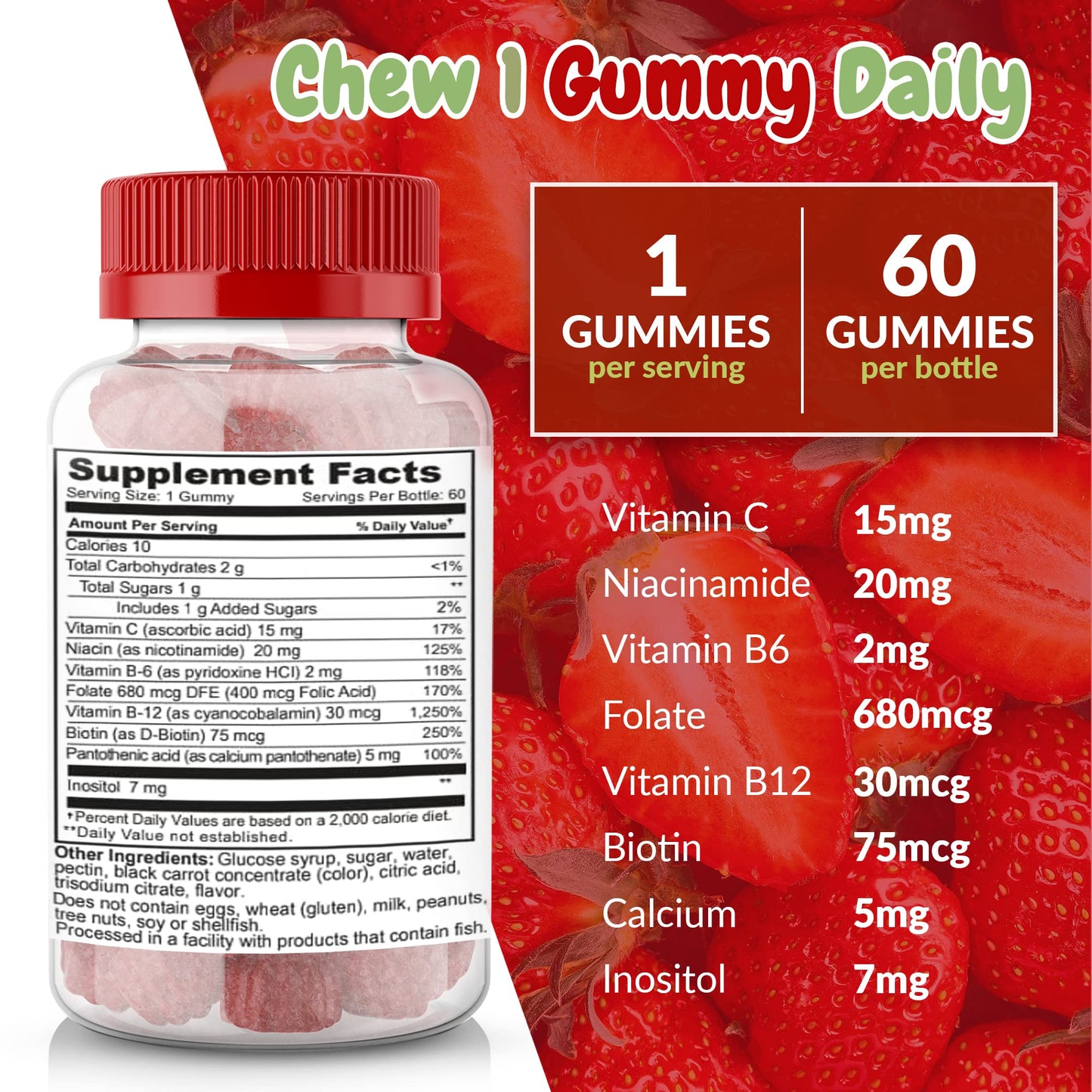 Health Supplied Vitamin B Complex with Vitamin C Gummies, 60 Count